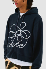 Arte Antwerp - Flower Logo Zip Hoodie - Navy - Pulls et Sweats - AW24 - 140J