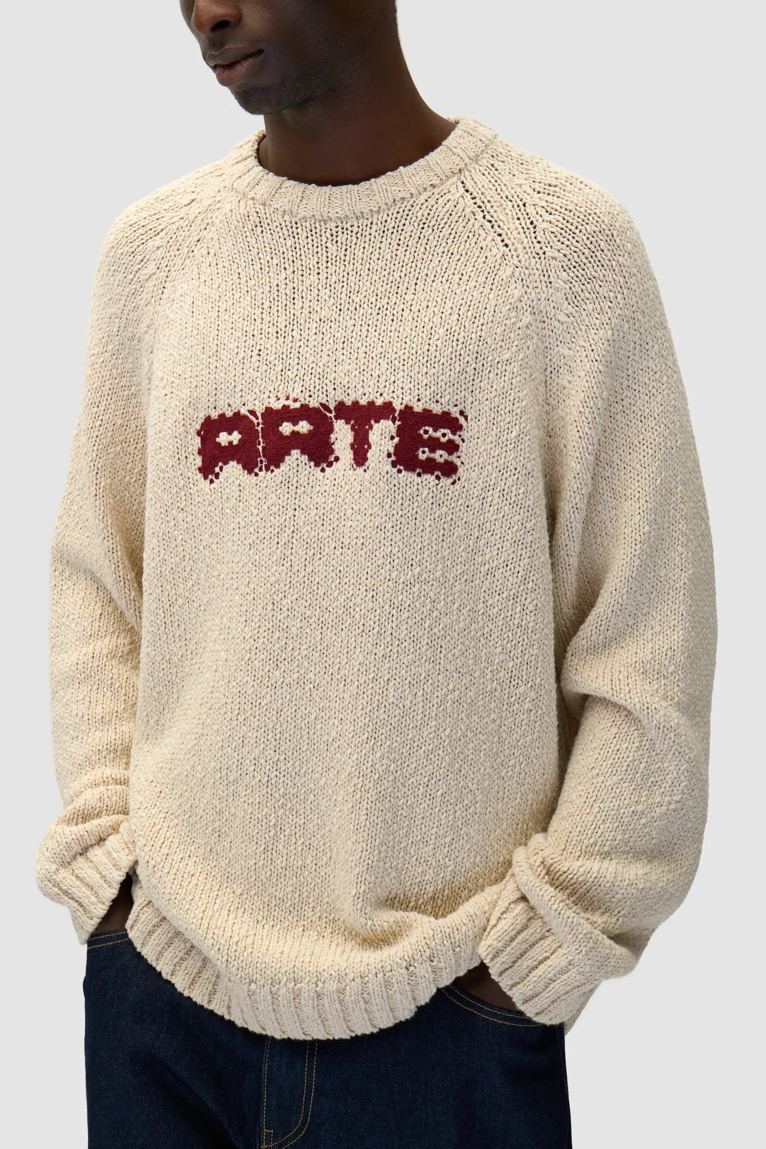 Arte Antwerp - Pixel Front Knit - Cream - Pulls et Sweats - AW25-226K-S-CREAM