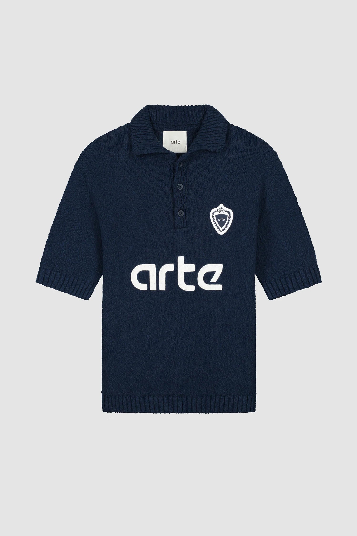 Arte Antwerp - Football Knit - Blue - T-shirts - AW25-157K-S-BLUE