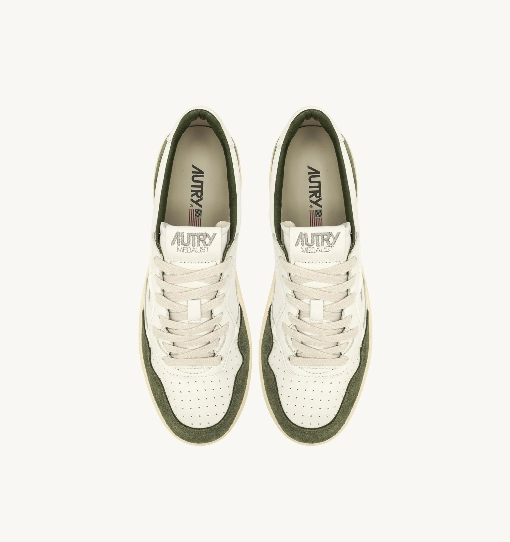 Autry 01 - Medalist Low Goat/Suede - White/Military - Chaussures - AULM - GS40