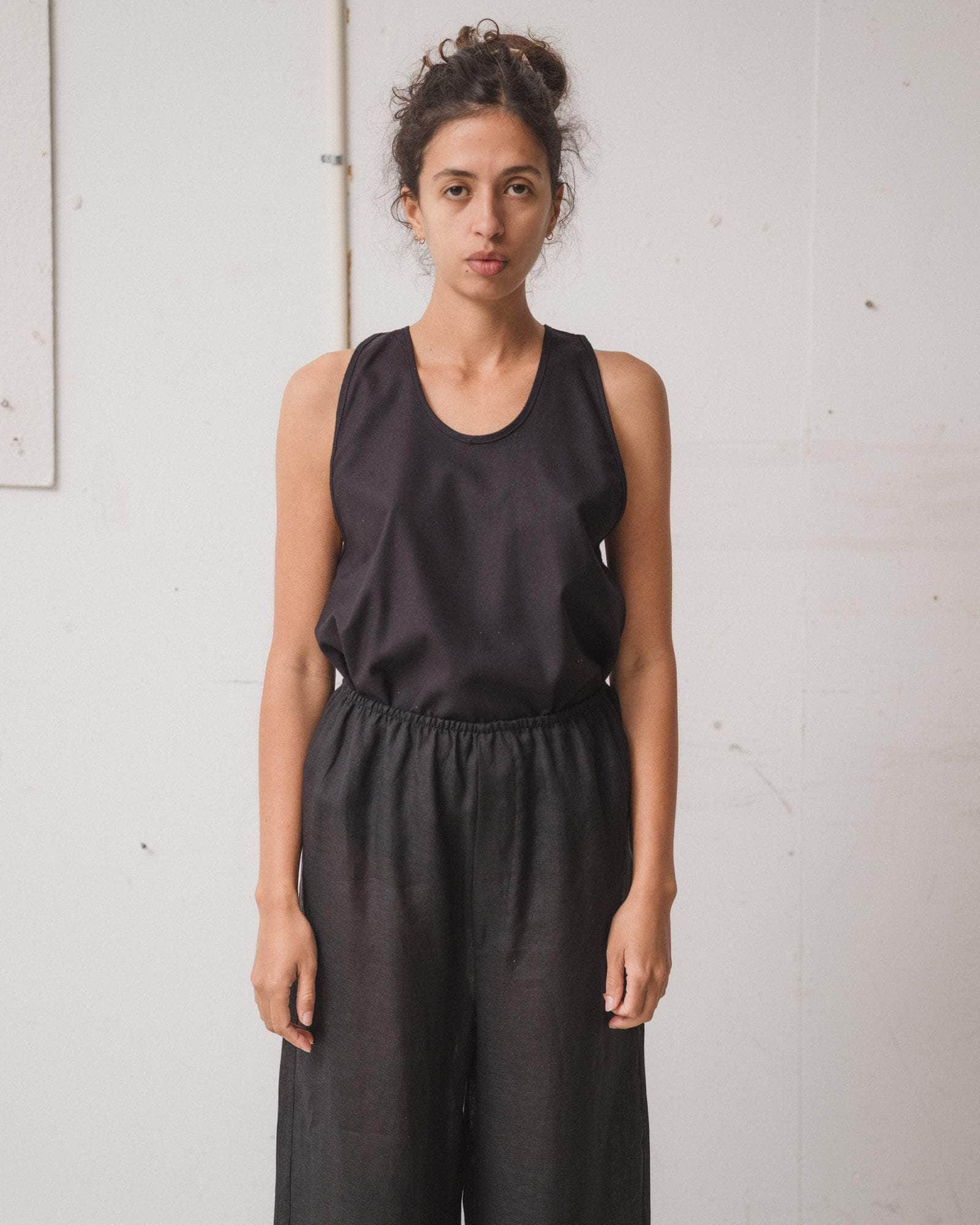 Baserange - Pantalon Stoa noir - Lin fin - Jupes et Pantalons - TRDO-SL-000