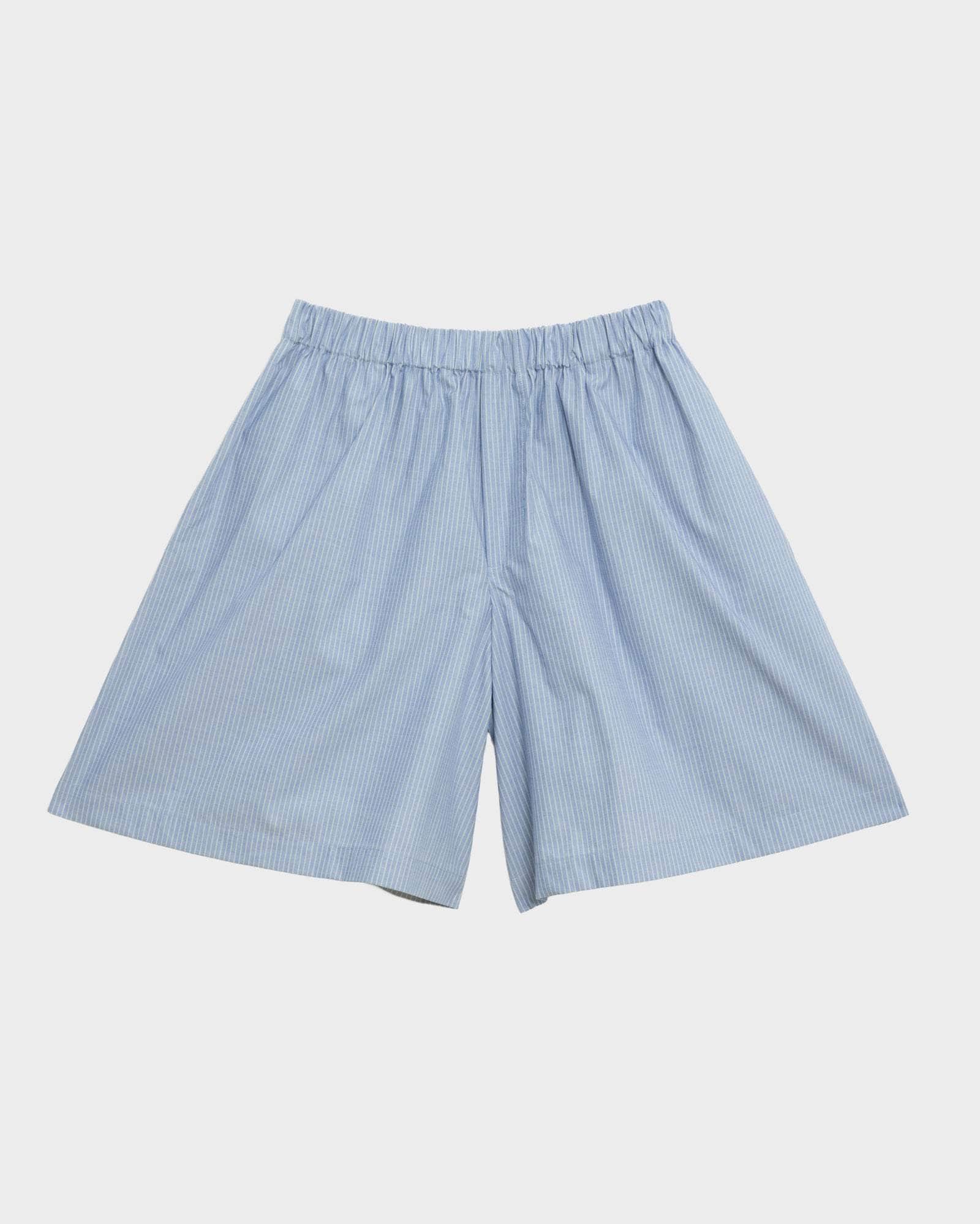 Baserange - Short Claude bleu rayé - Popeline de coton biologique - Jupes et Pantalons - SSCL-PO-000