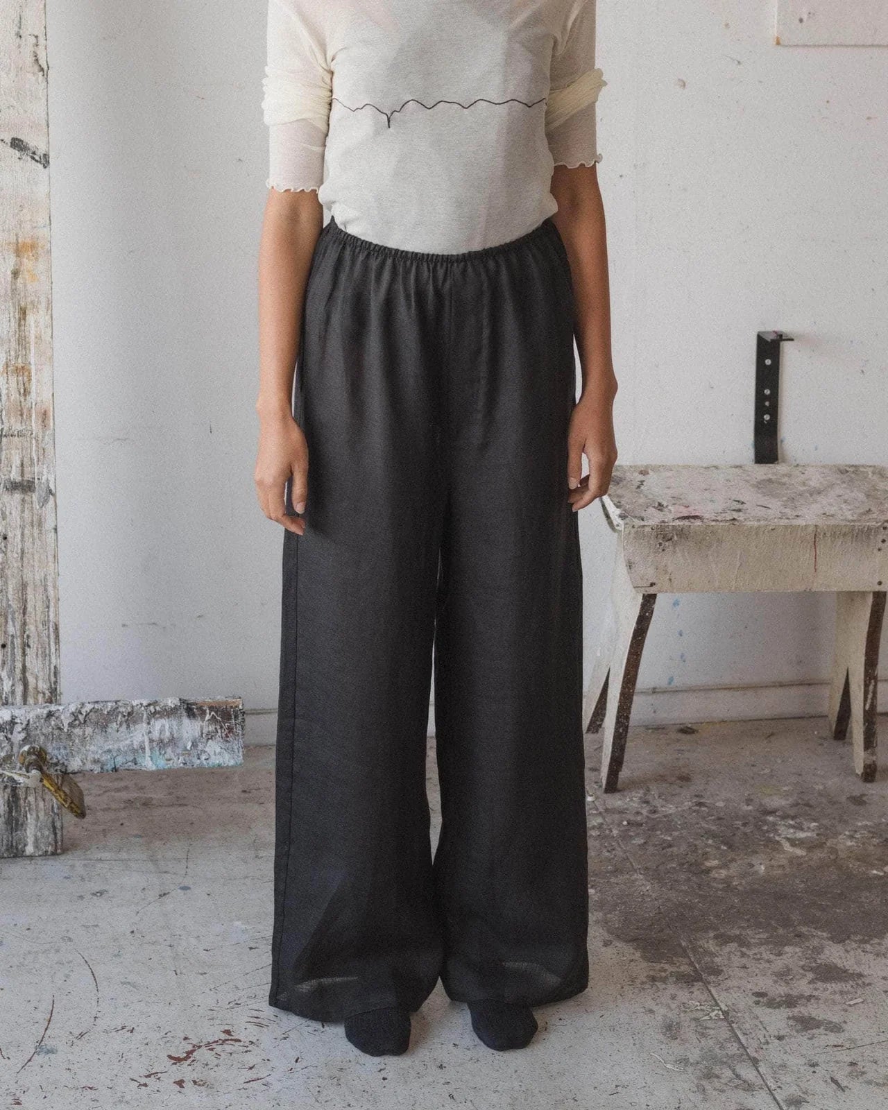 Baserange - Stoa Pants en Lin - Noir - Pulls et Sweats - 