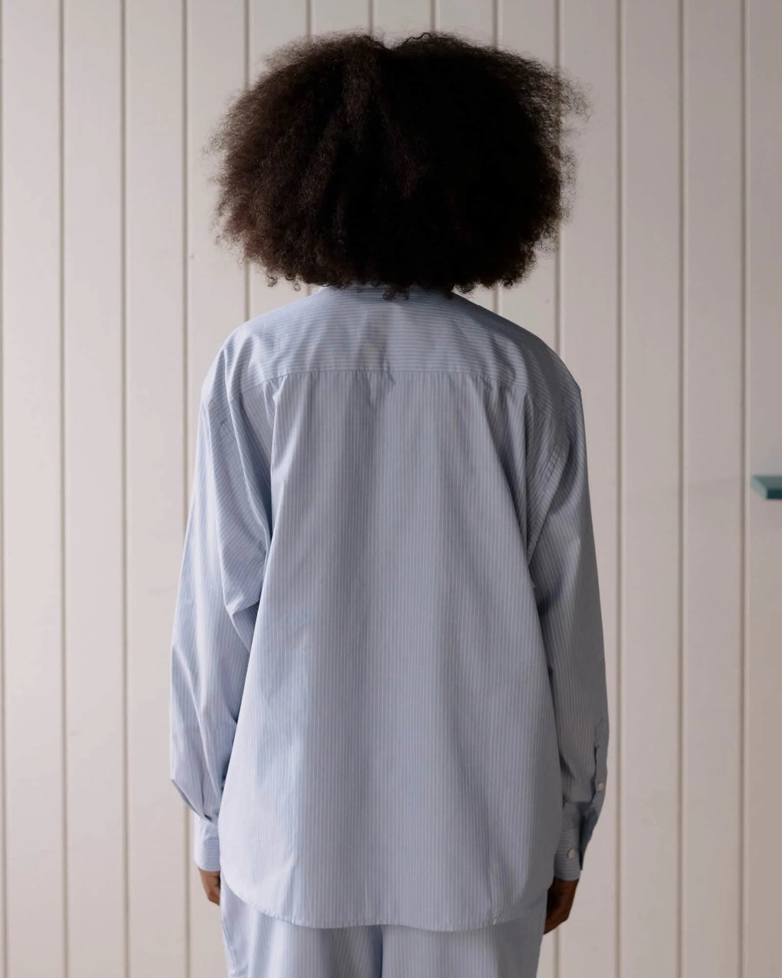 Baserange - Chemise Claude bleue rayée - Popeline de coton biologique - Tops - PACL-PO-000