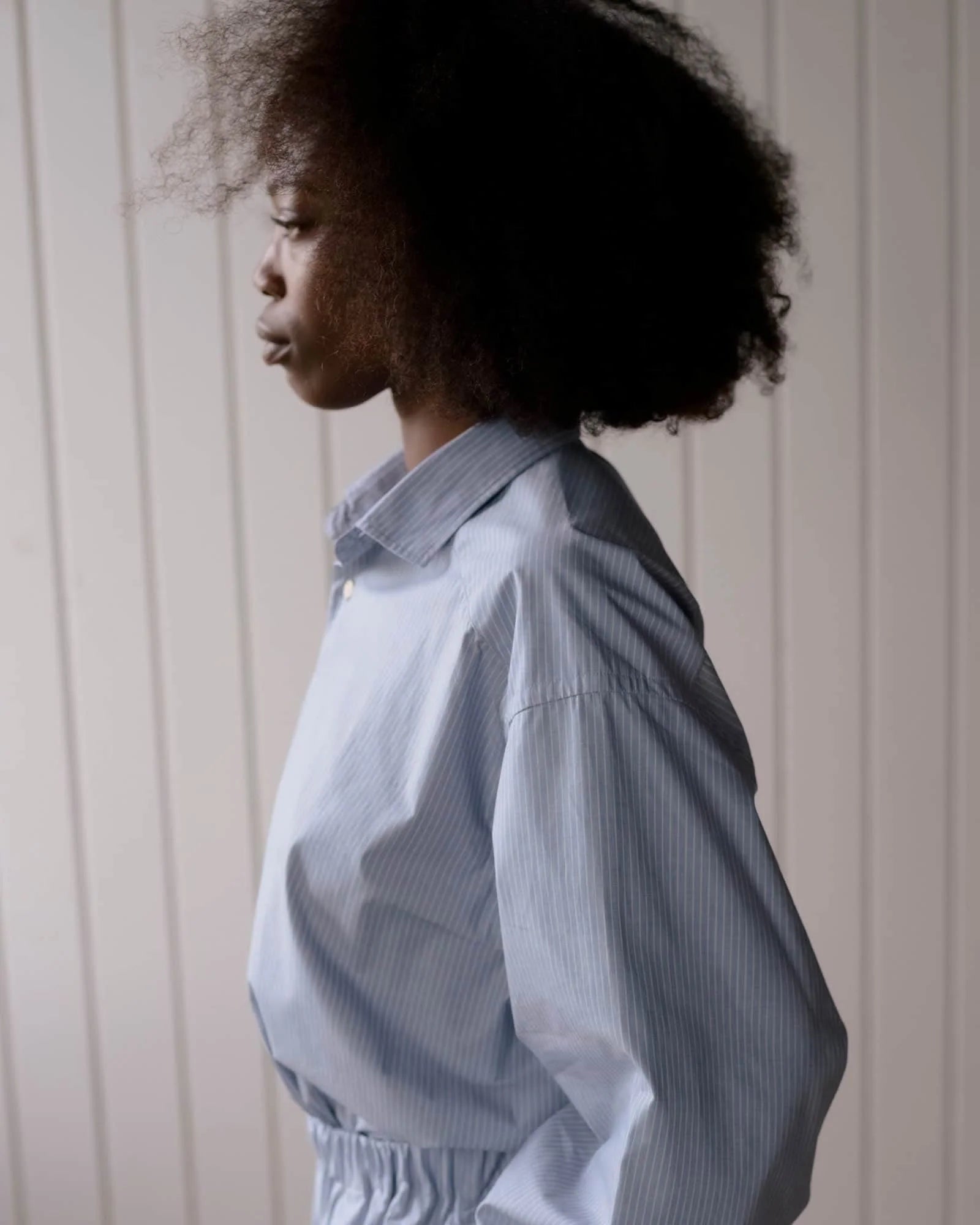Baserange - Chemise Claude bleue rayée - Popeline de coton biologique - Tops - PACL-PO-000