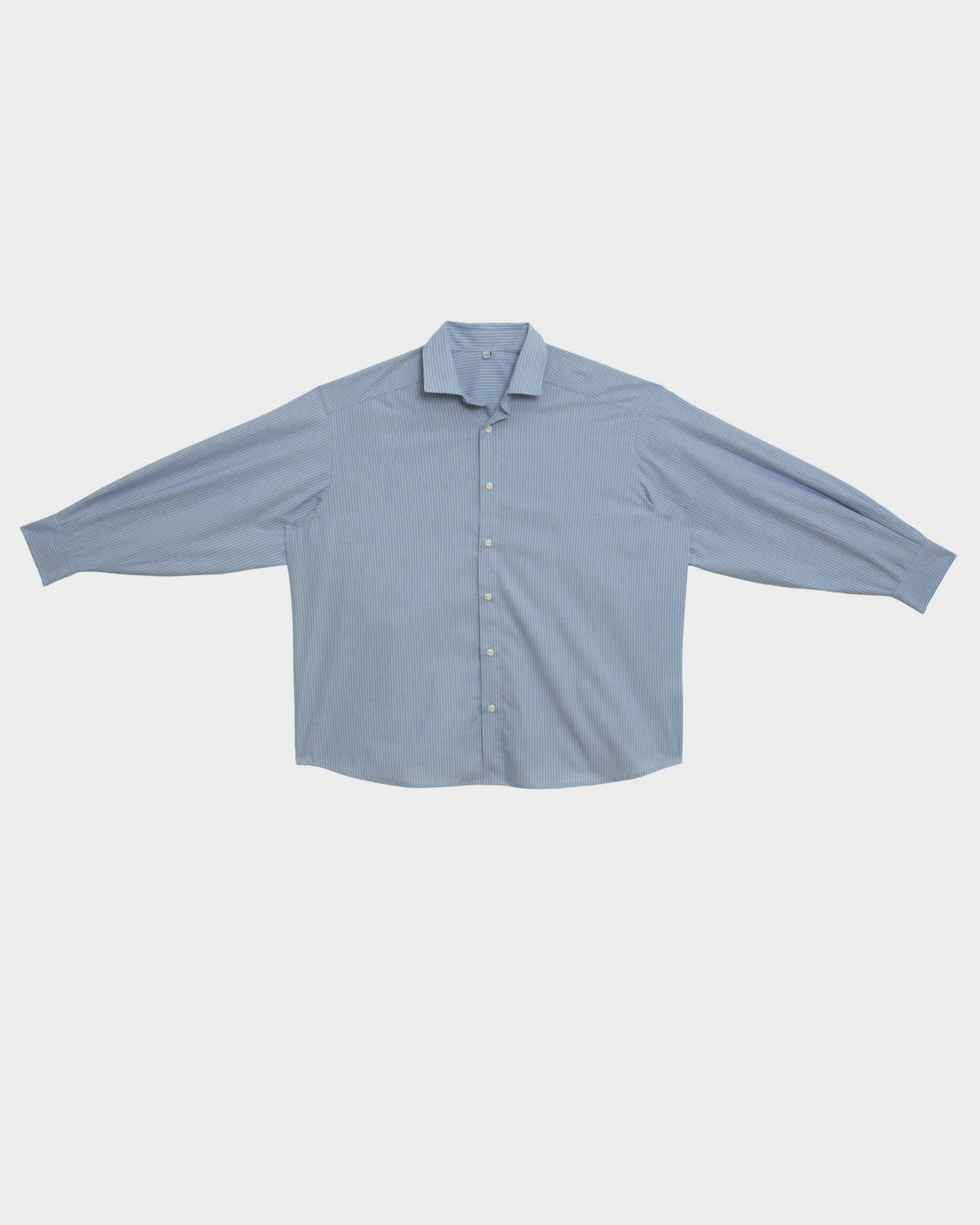 Baserange - Chemise Claude bleue rayée - Popeline de coton biologique - Tops - PACL-PO-000