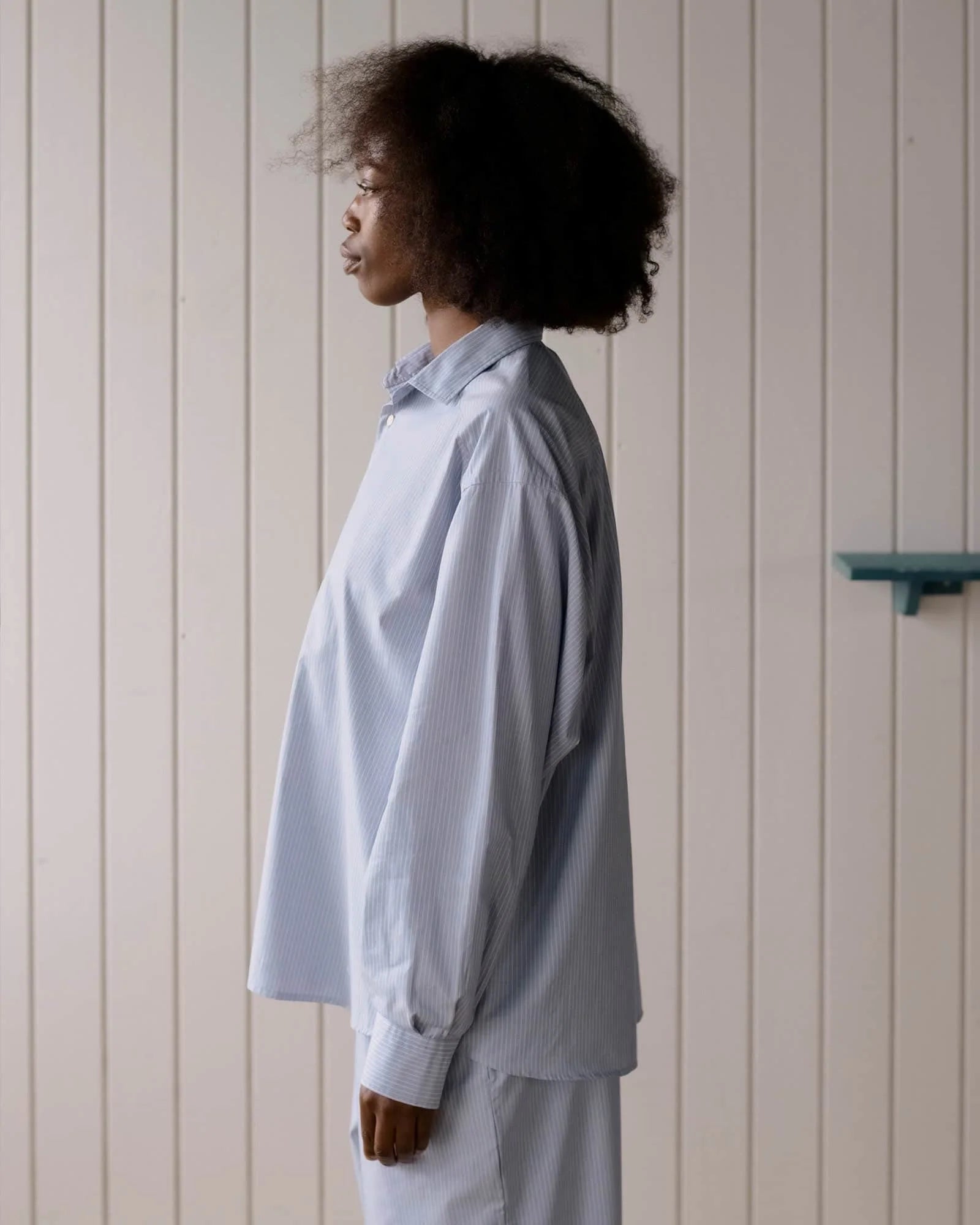 Baserange - Chemise Claude bleue rayée - Popeline de coton biologique - Tops - PACL-PO-000