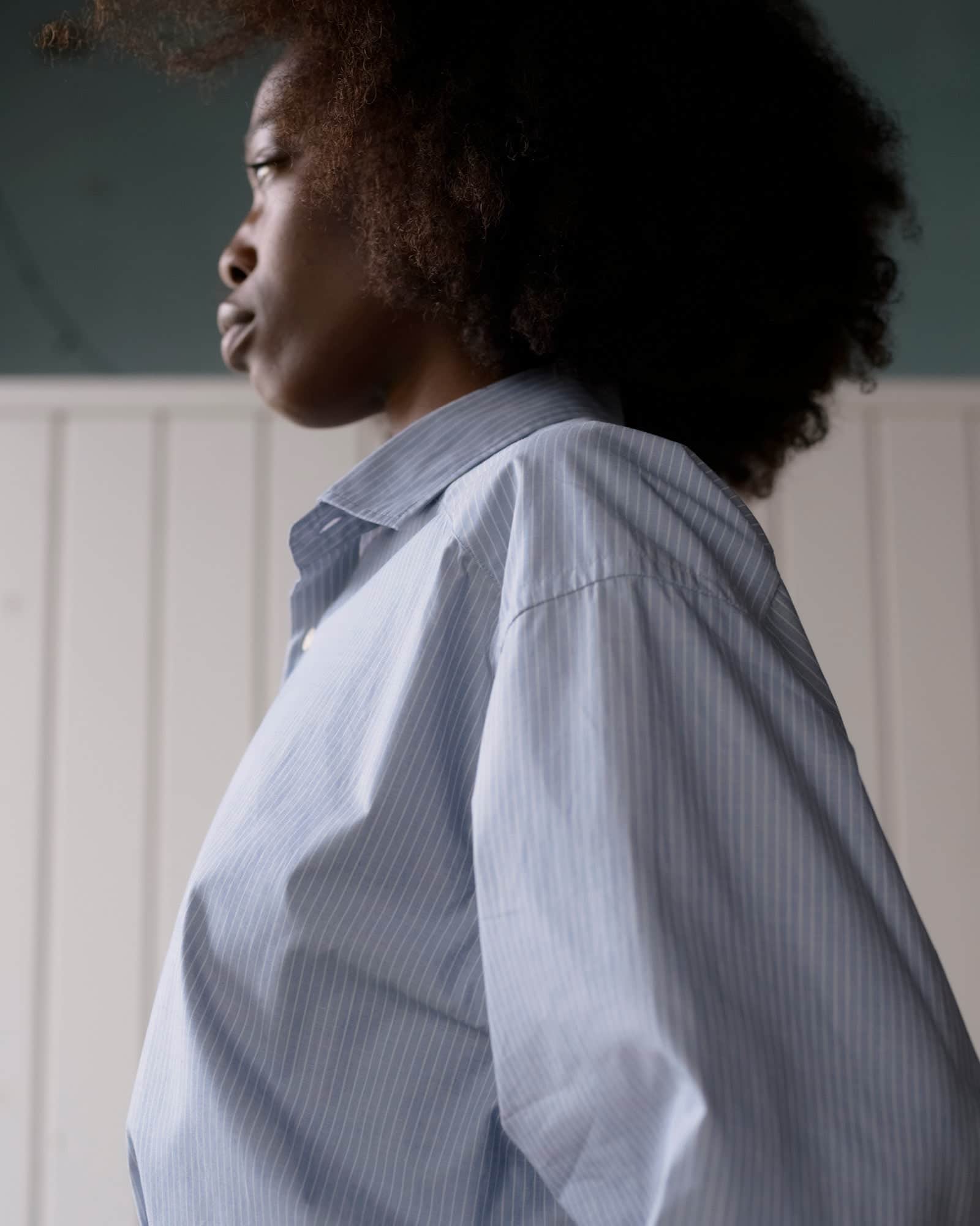 Baserange - Chemise Claude bleue rayée - Popeline de coton biologique - Tops - PACL-PO-000
