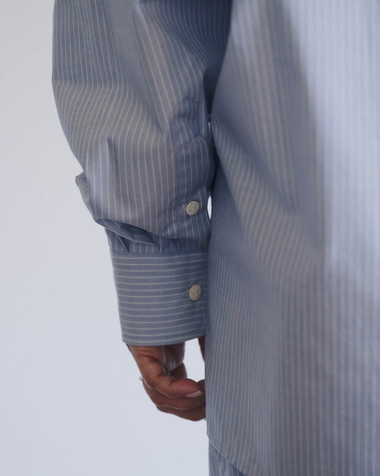 Baserange - Chemise Keep bleue rayée - Popeline de coton biologique - Tops - TSKE-PO-SU26