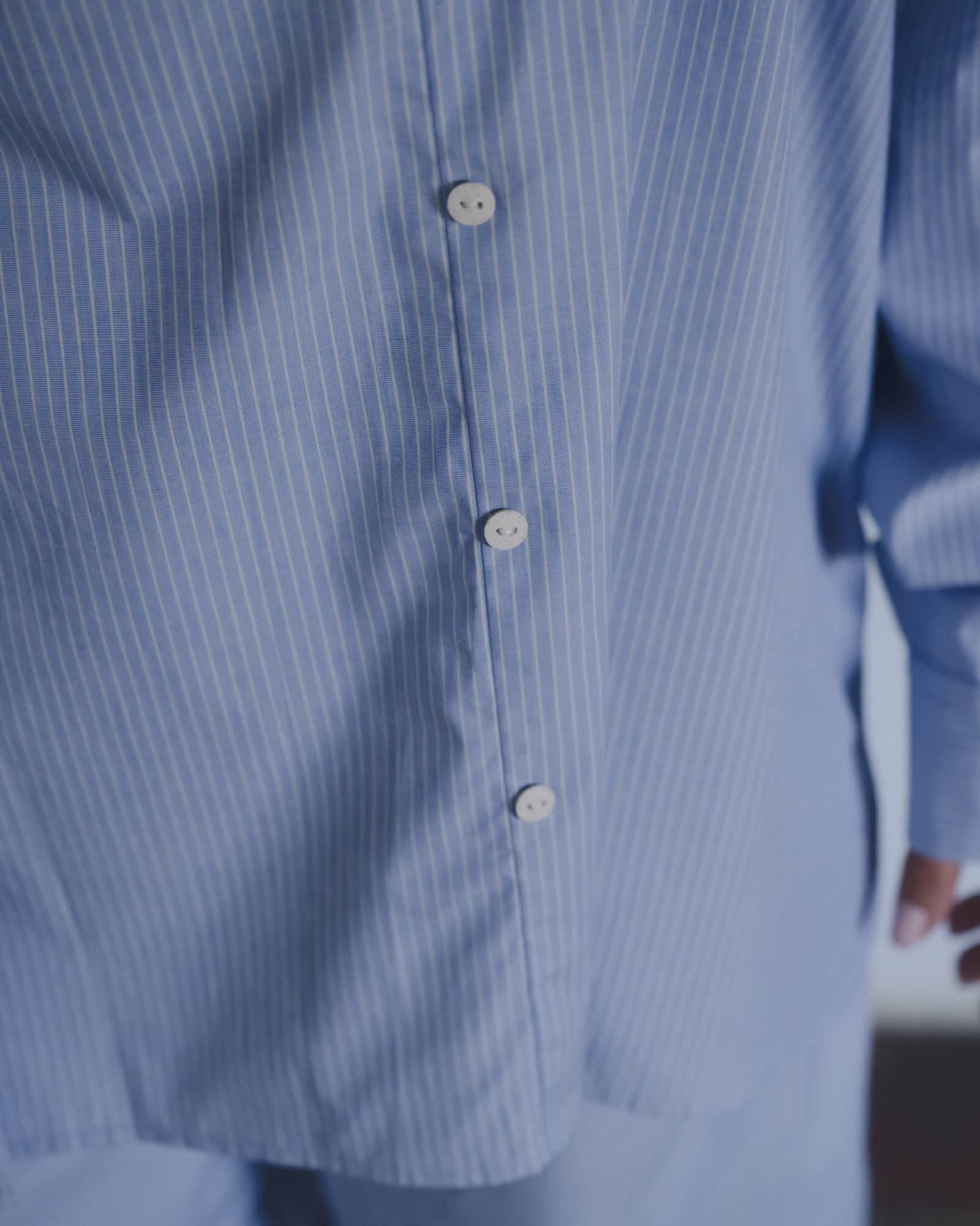 Baserange - Chemise Keep bleue rayée - Popeline de coton biologique - Tops - TSKE-PO-SU26