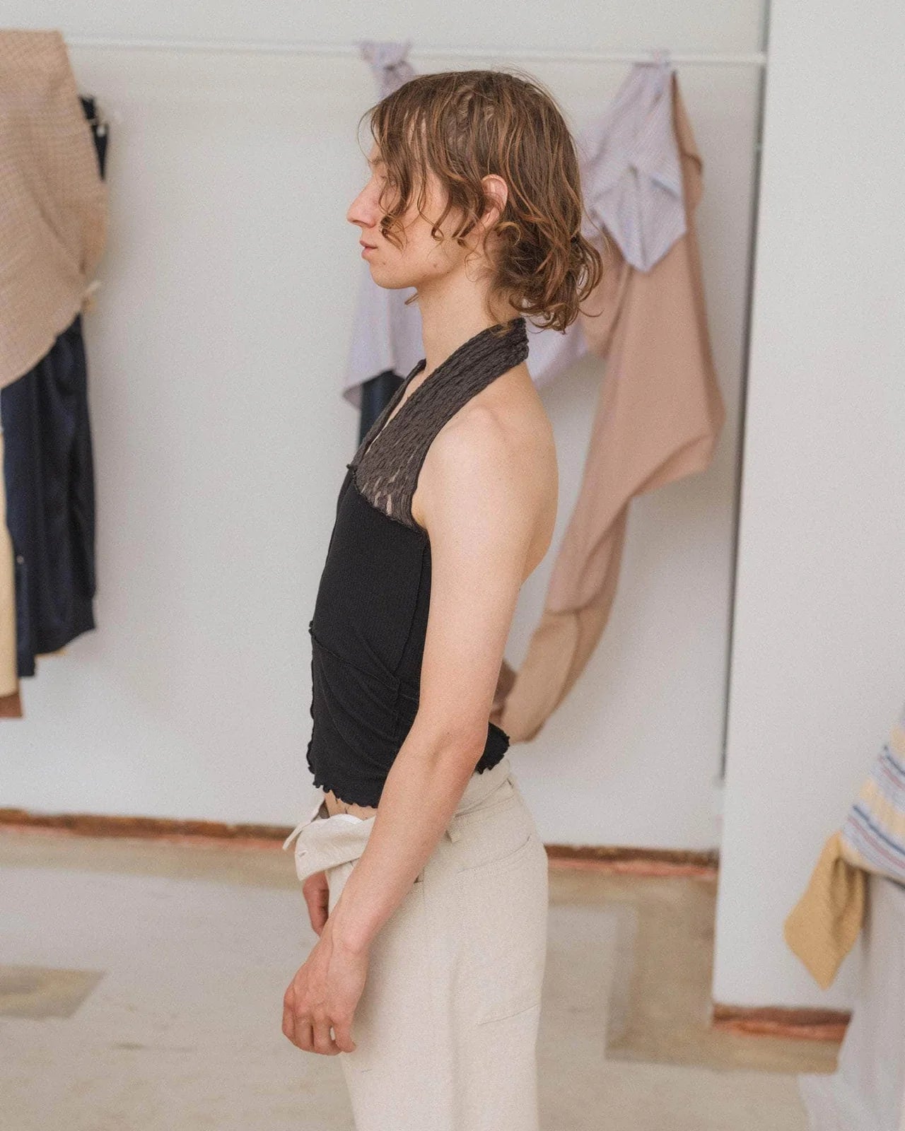 Baserange - Nehru Halter Top Dos - nu - Dentelle de Coton Biologique - Noir - Tops - 