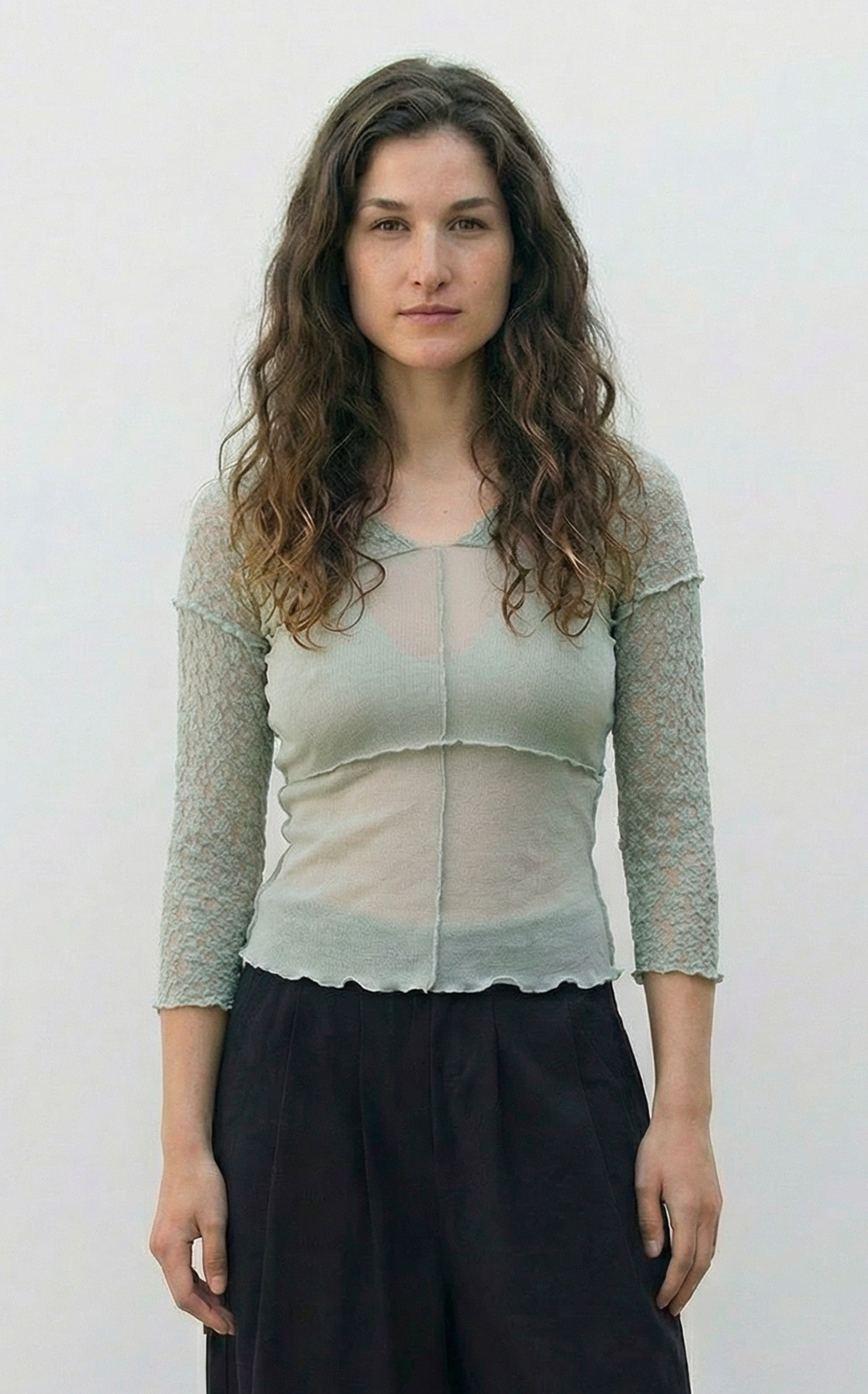 Baserange - Nehru Long Sleeve Tee - Conta Green - Tops - TTNLS-LA-WI25