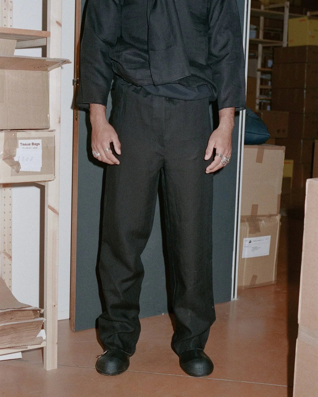 Baserange - Pantalon Stoa - Lin - Noir - Tops - TRDO - SL - 000