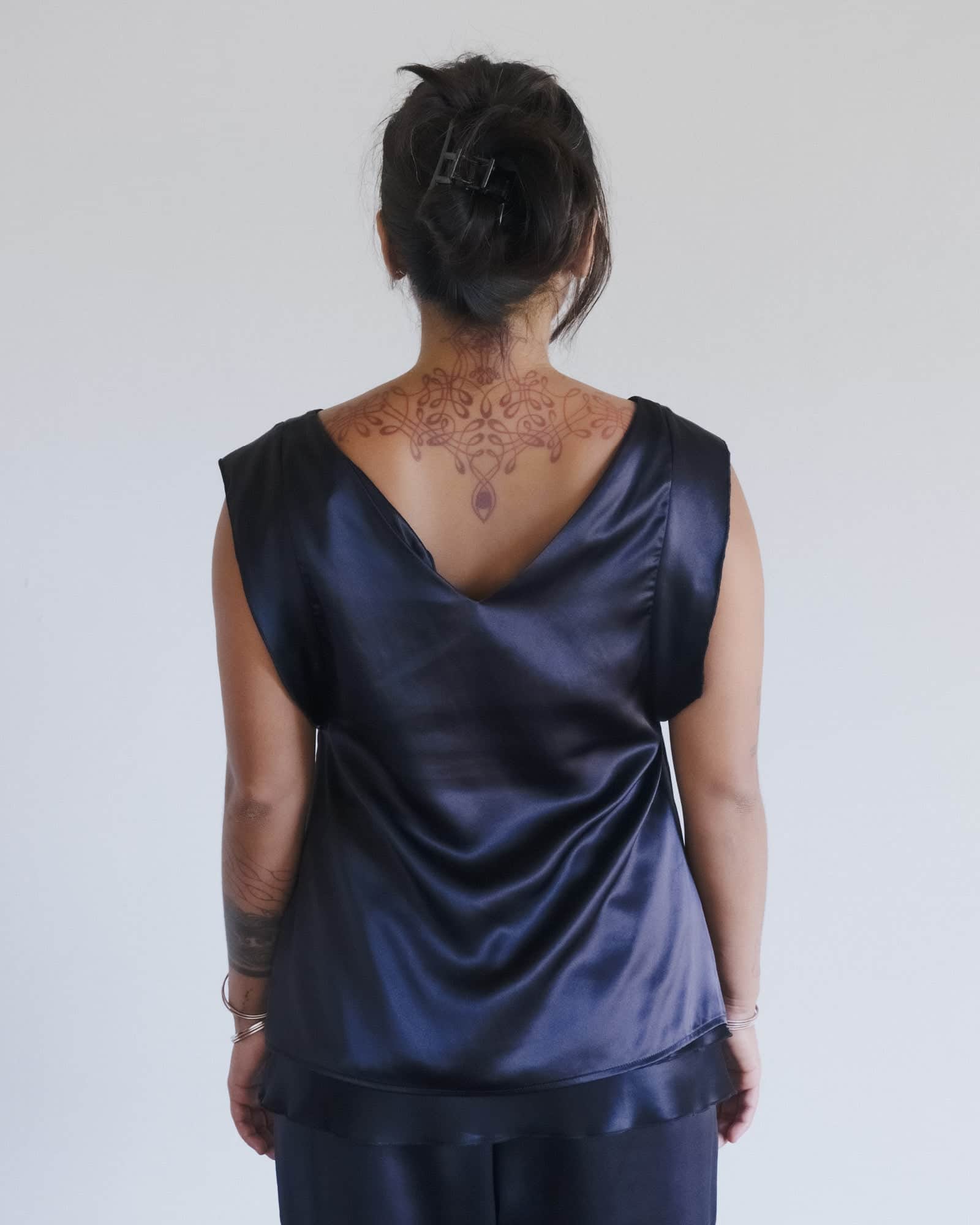 Baserange - Top Kin Noir - Satin de Soie - Tops - TSKI-SS-SU26