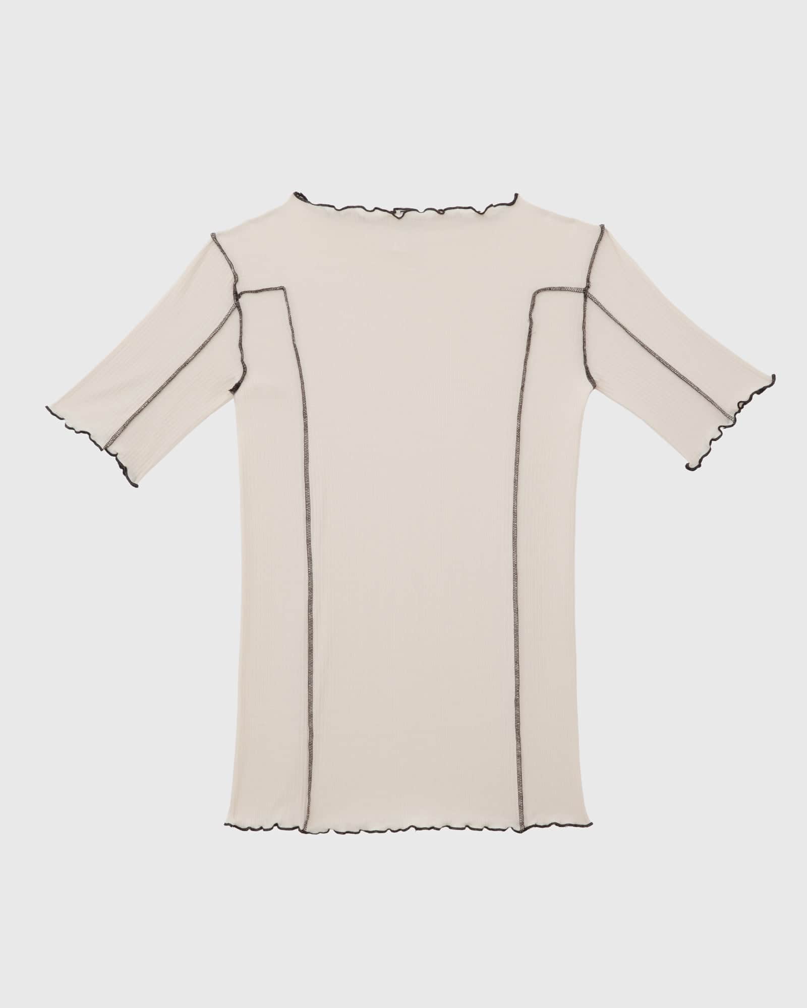 Baserange - T-shirt Omato 3/4 beige - Coton biologique fin côtelé
