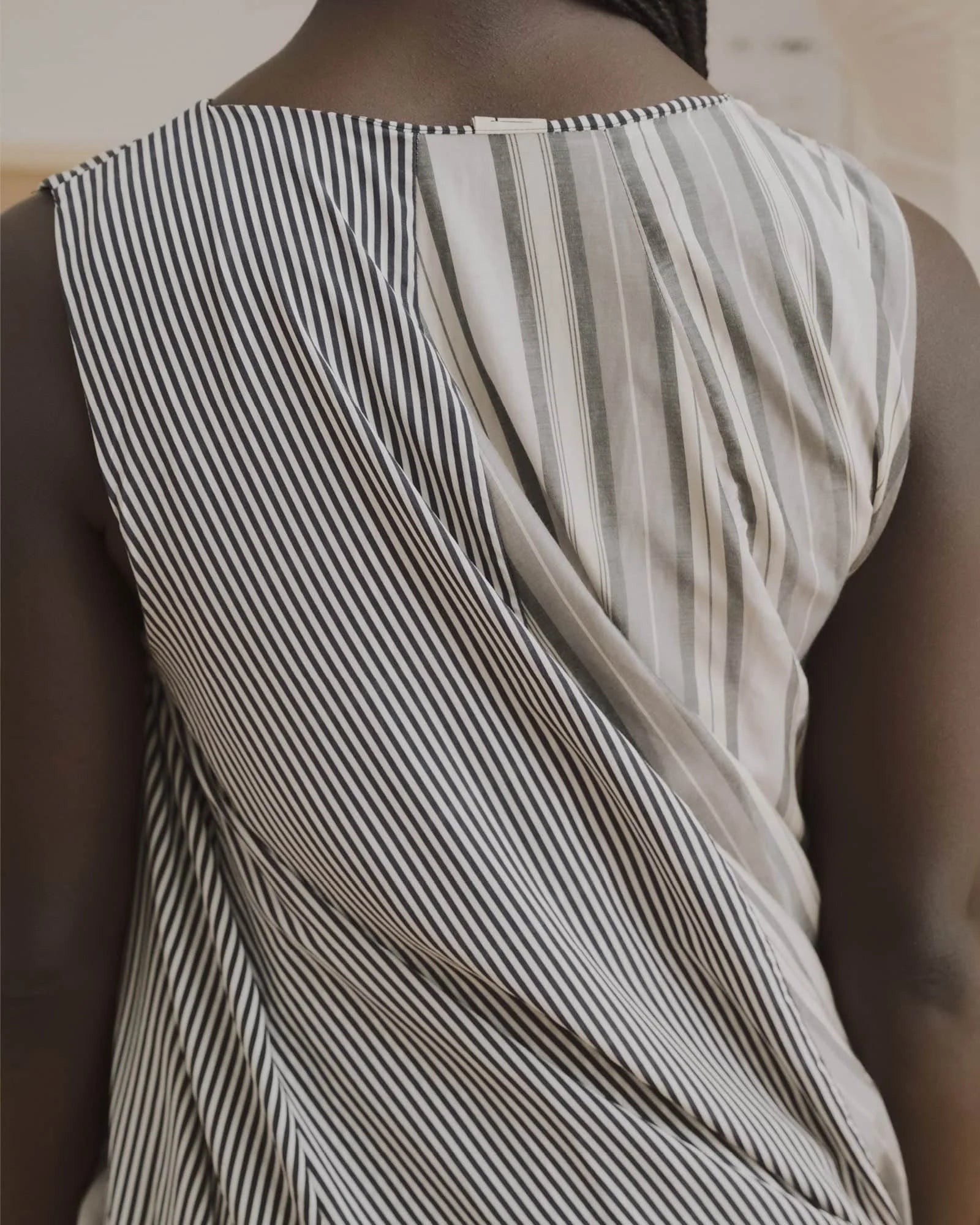 Baserange - Robe Bella rayée gris - Coton de soie