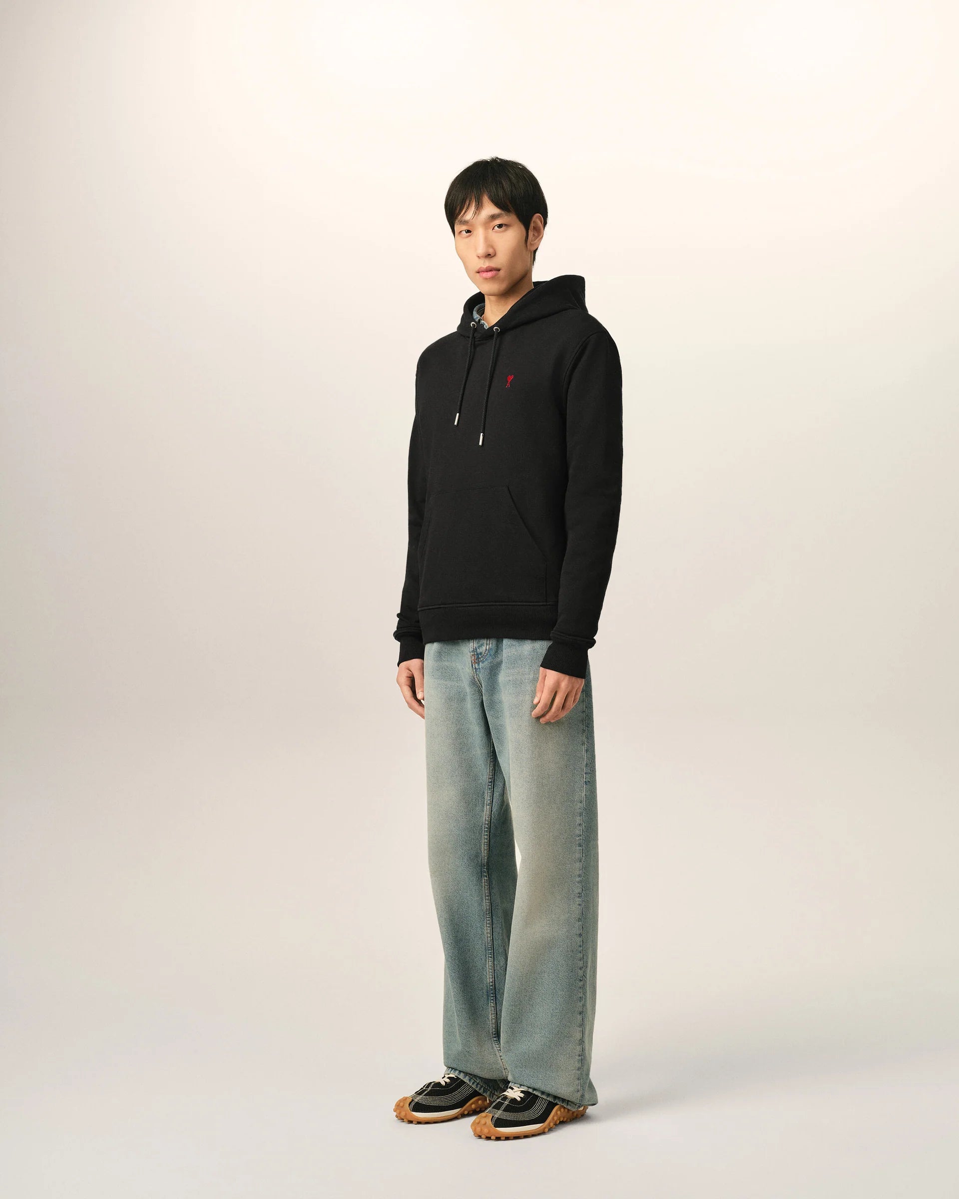 Ami Paris - Sweat à Capuche Classique Ami de Cœur - Noir et Rouge