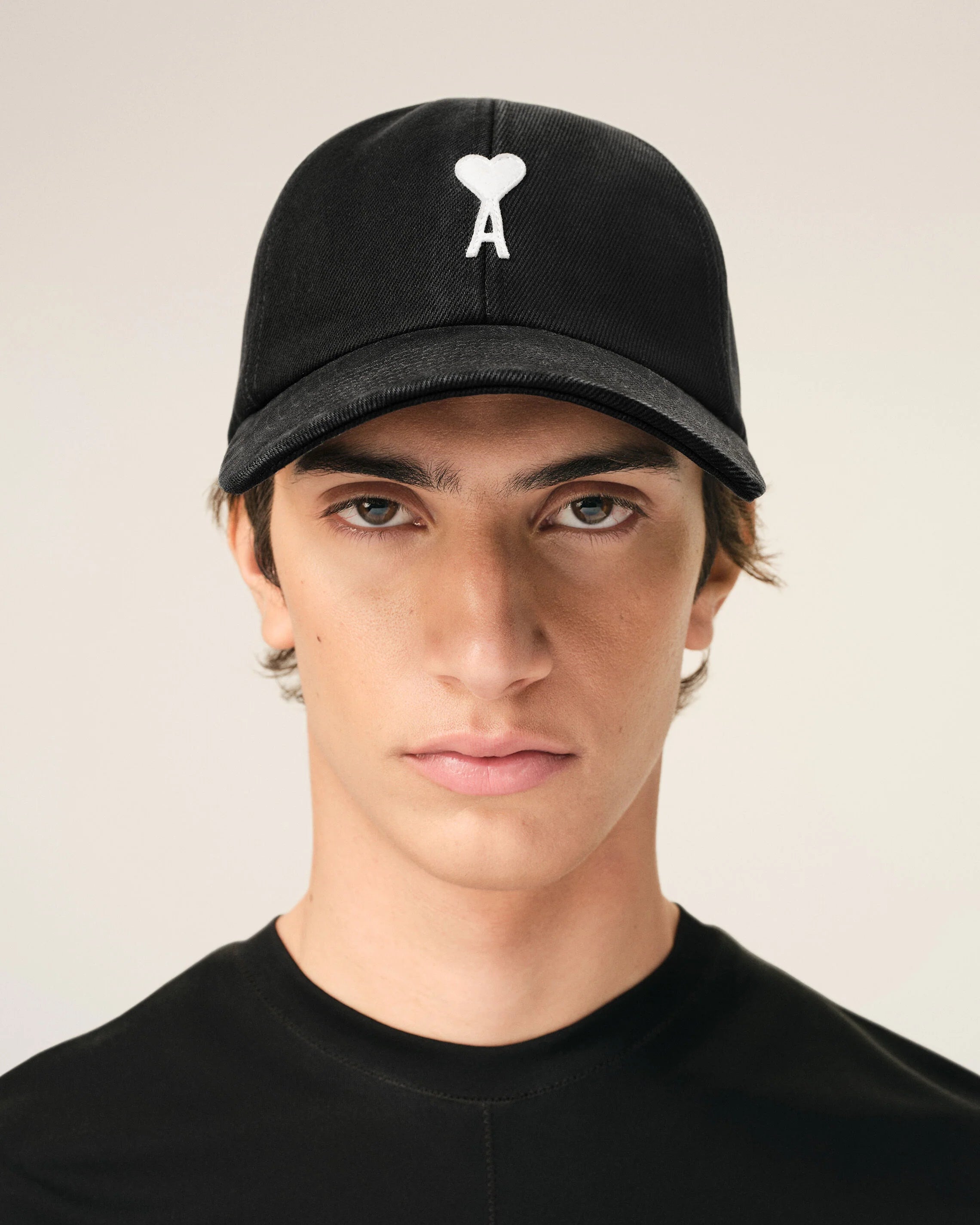 Ami Paris - Casquette Ami de Coeur Patch en coton feutré - Noir
