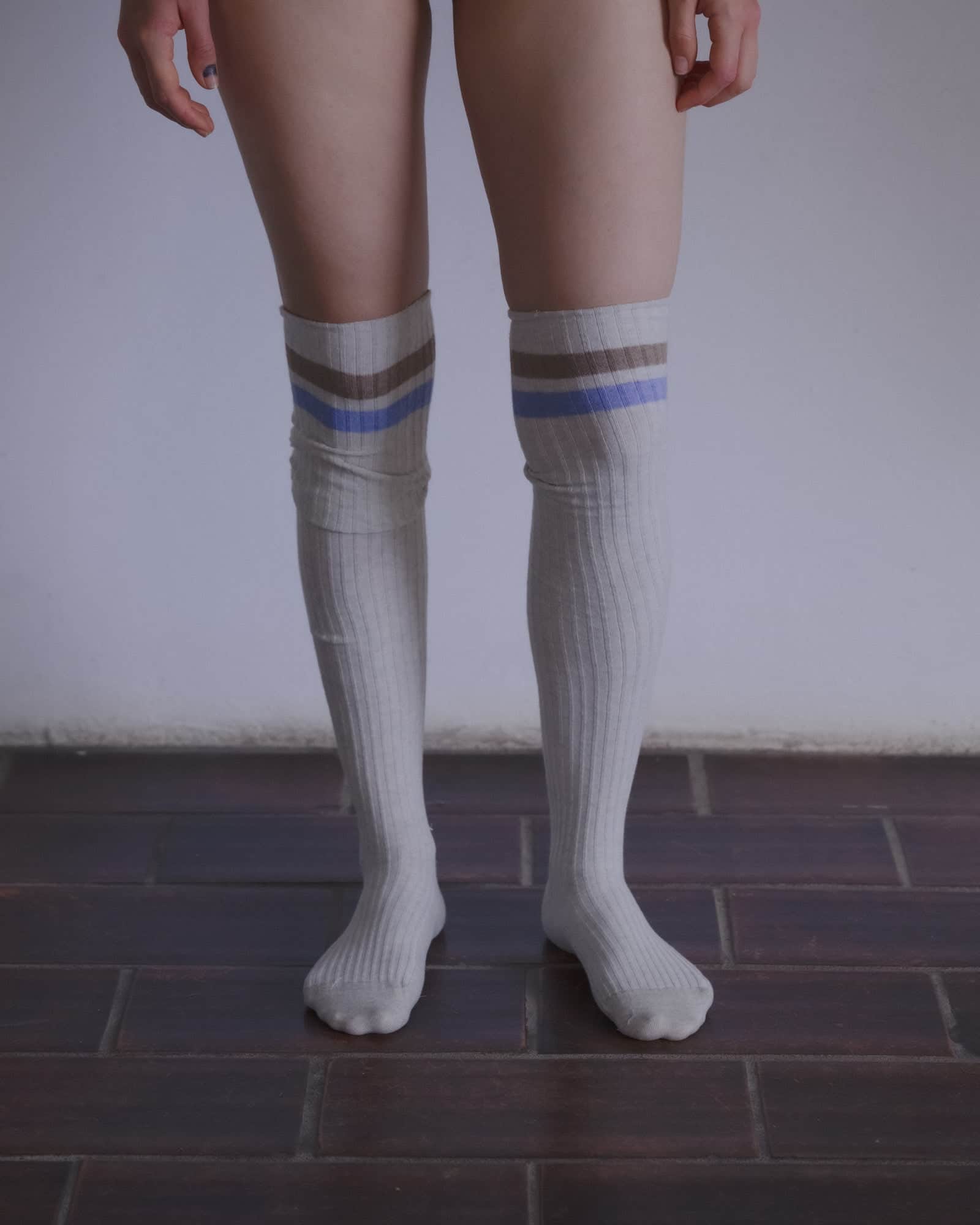 Baserange - Overknee Socks - Grey melange - Organic Rib Cotton