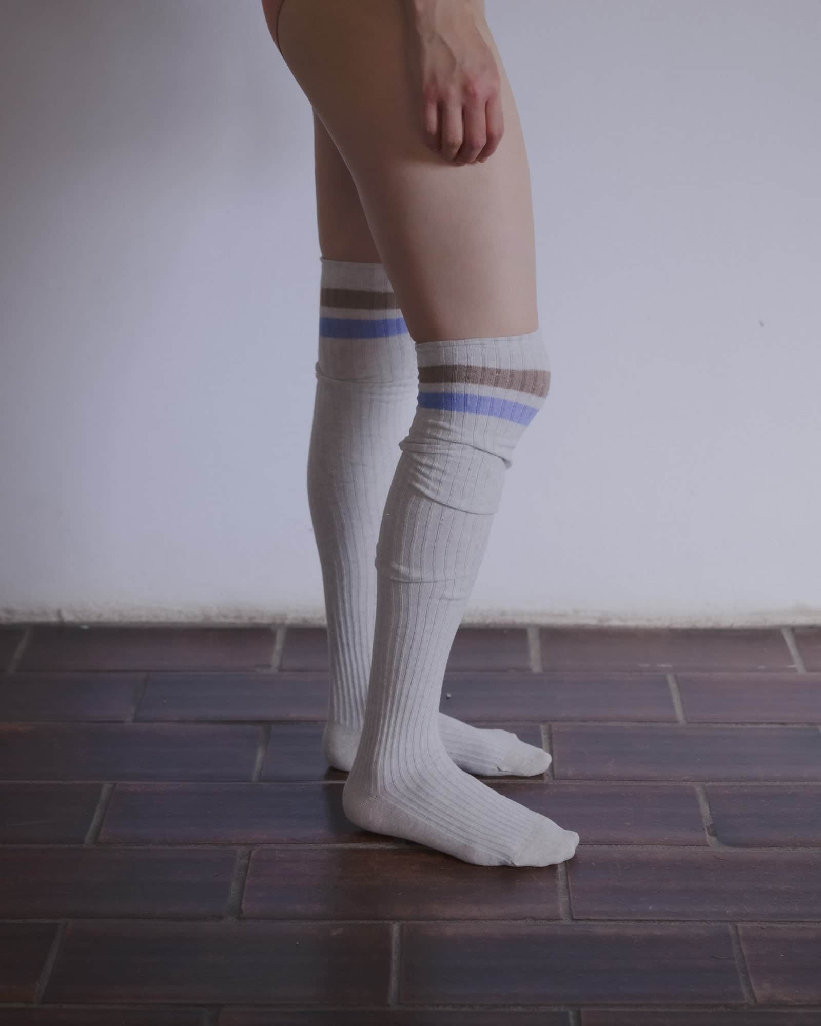 Baserange - Overknee Socks - Grey melange - Organic Rib Cotton