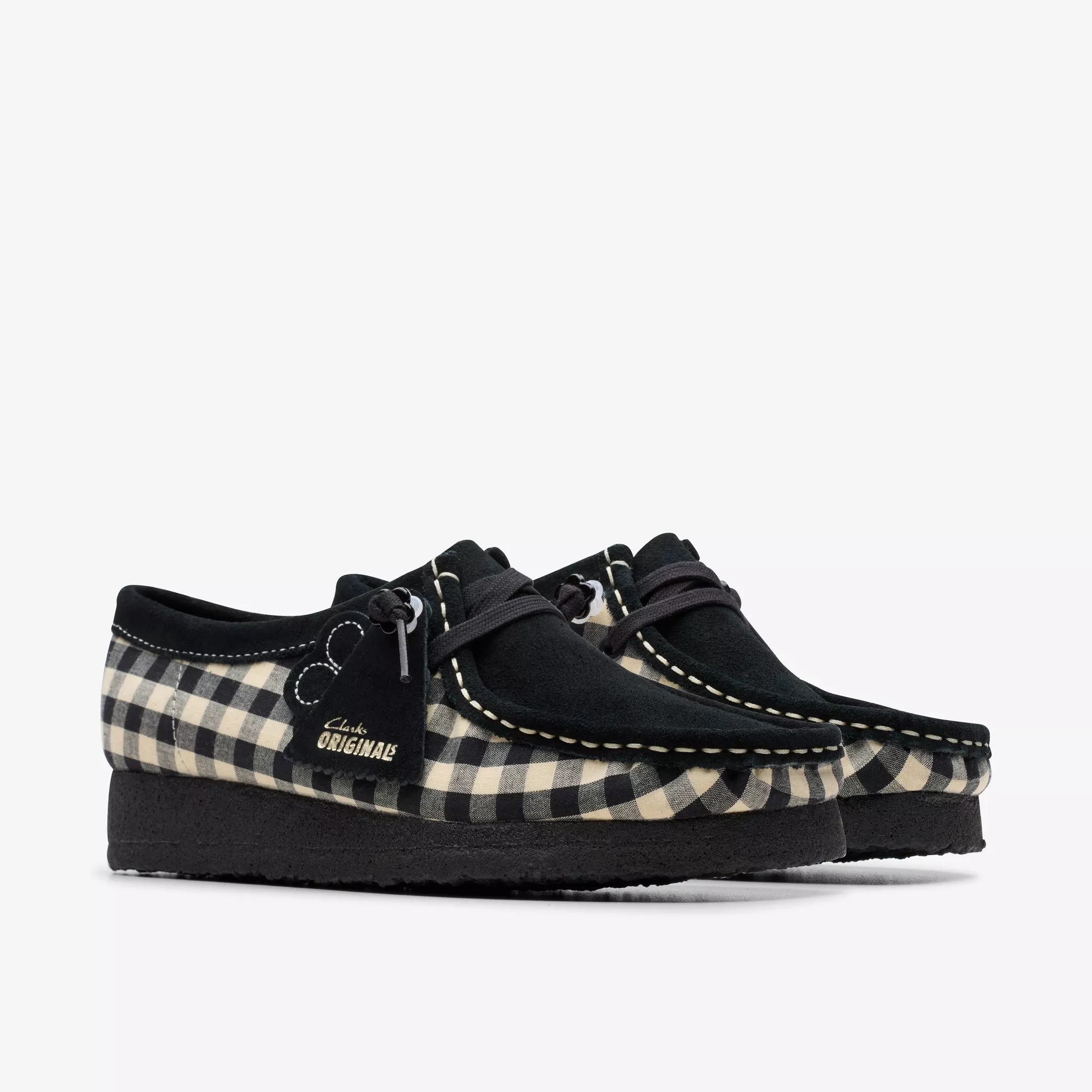 Clarks Woman - Wallabee - Black White Gingham - Chaussures - 26180672