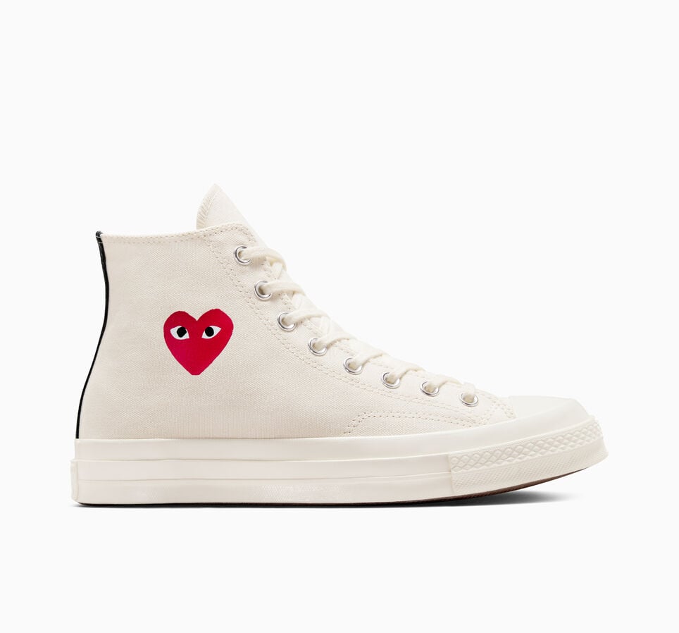 Comme Des Garçons Play x Converse - Small Heart High Top Shoes - Milk/Red/Black - Chaussures - A08800C