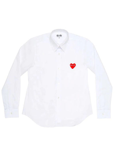 Comme Des Garçons Play - Shirt White/ Red Heart Logo AZ-B002-Chemises-P1B002