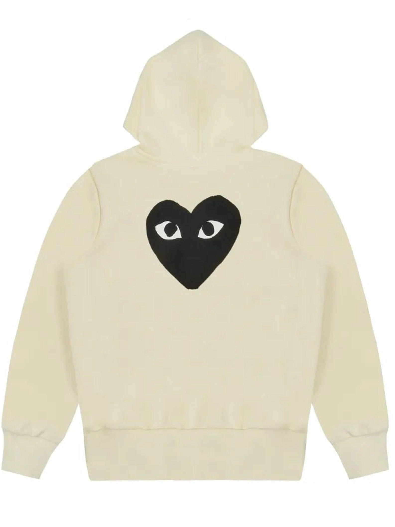 Comme des Garçons PLAY - Sweat Hood Zip ivory/black - Grand coeur dans le dos - AZ-T254-Pulls et Sweats-P1T254