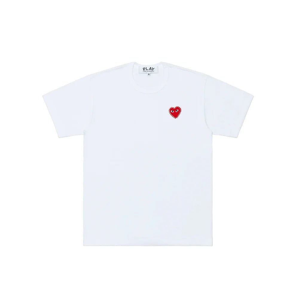 Comme Des Garçons Play - Rhinestone Heart T-shirt - Red/White AX - T801 - 051 - 2 - 4 - T-shirts - T801