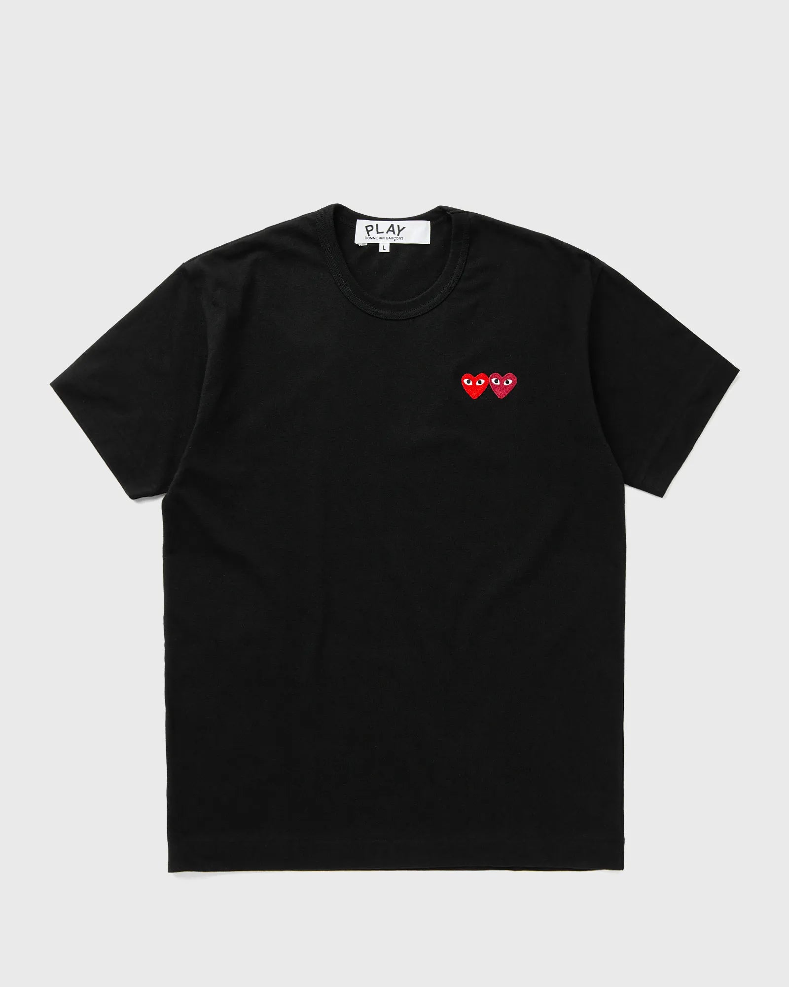 Comme Des Garçons Play - T-shirt Black/ Double Red Heart Logo AX - T226 - 051 - T-shirts - T226