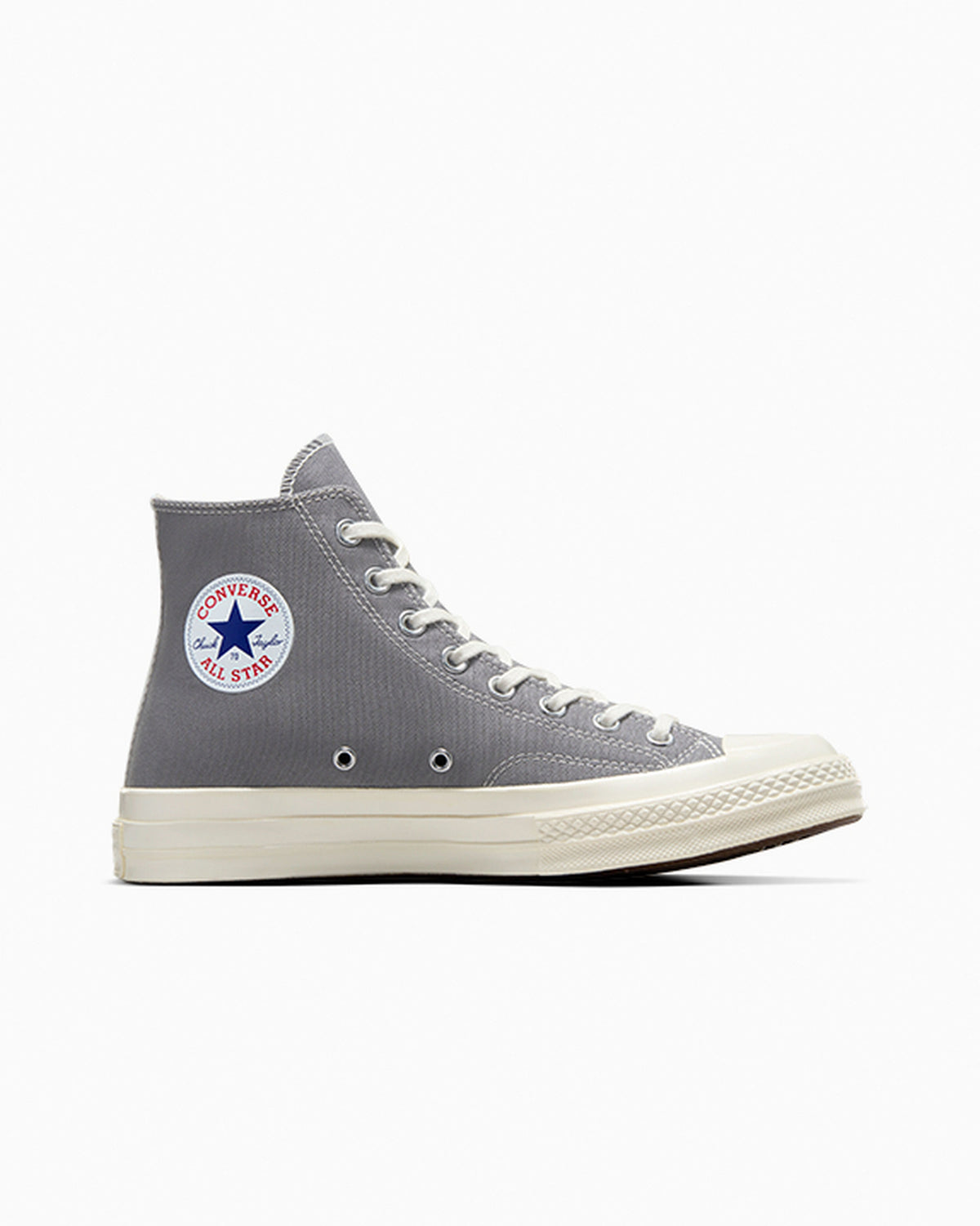 Comme Des Garçons Play x Converse – Sneakers Chuck 70 Hi – Grigio, vista laterale, lato patch All Star