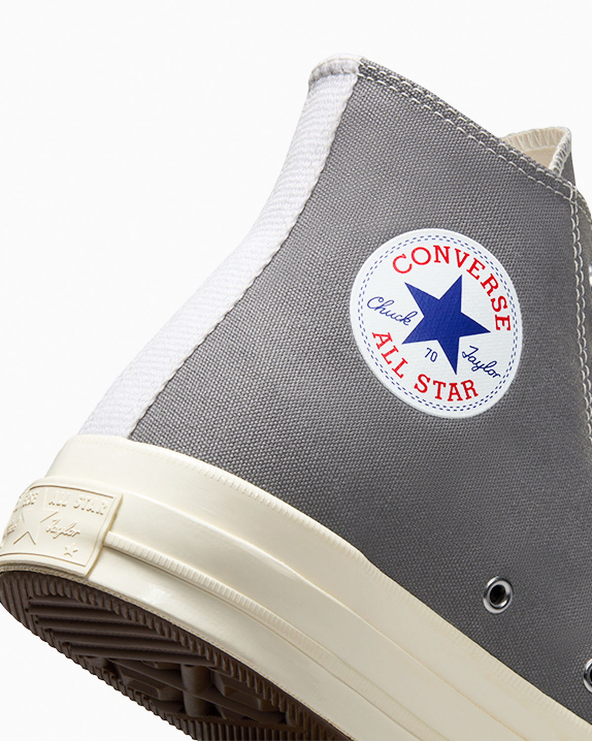 Comme Des Garçons Play x Converse – Sneakers Chuck 70 Hi – Grigio, dettaglio della patch All Star