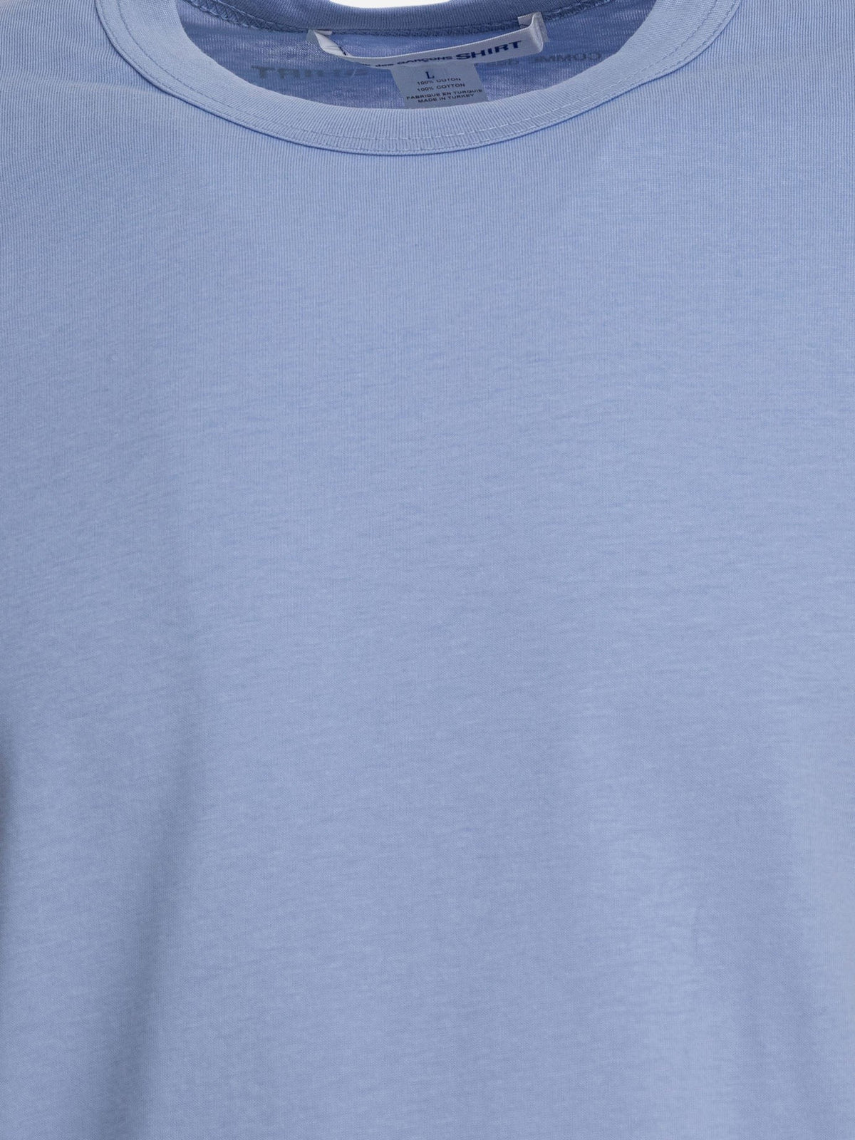 Comme Des Garçons SHIRT – Logo T-shirt FO-T024 – Light blue, crew neck detail