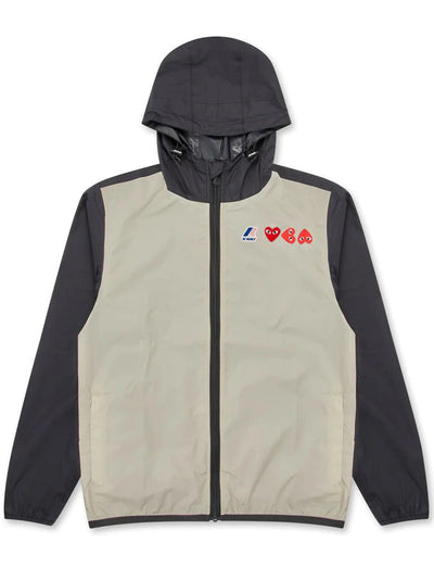 Comme Des Garçons Play x K-Way - Zip Jacket Grey/ Red Heart Logo - AZ-J505-051-Vestes et Manteaux-AZ-J505-051