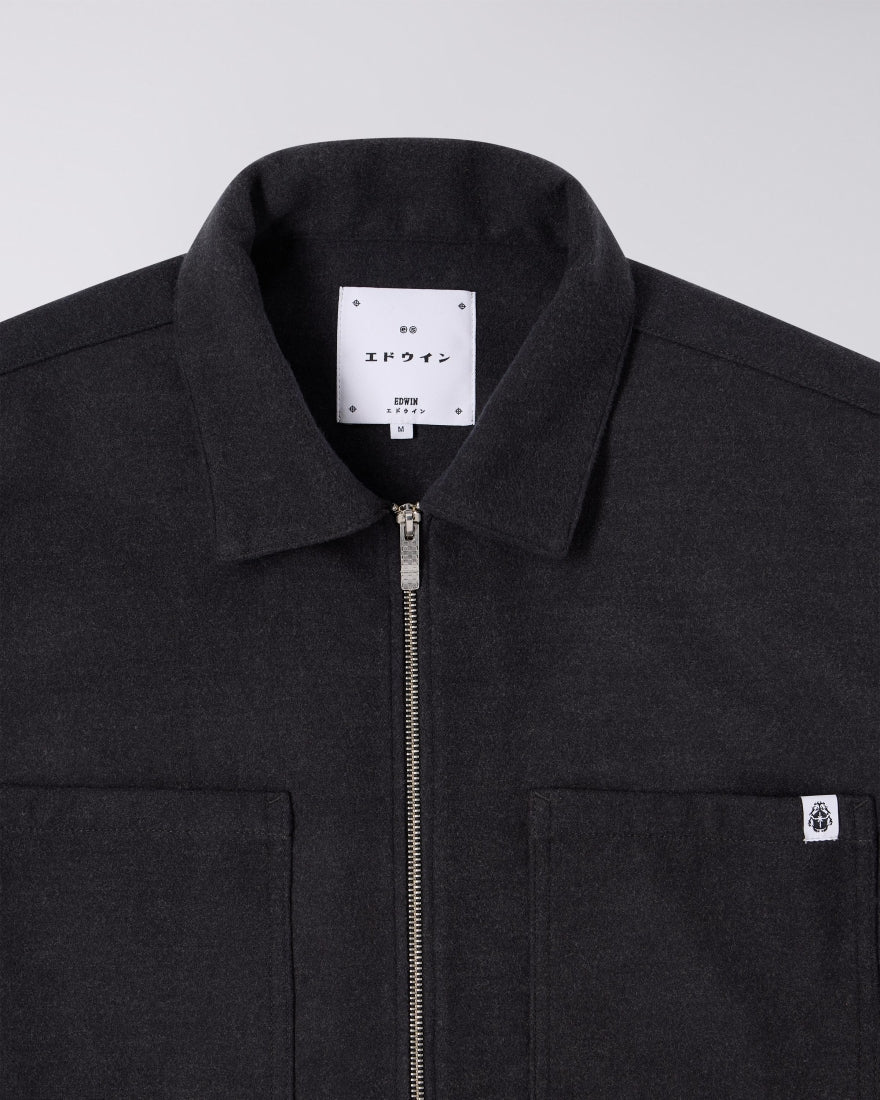 Edwin - Snug Overshirt LS - Dark Grey Marl - Chemises - I035737