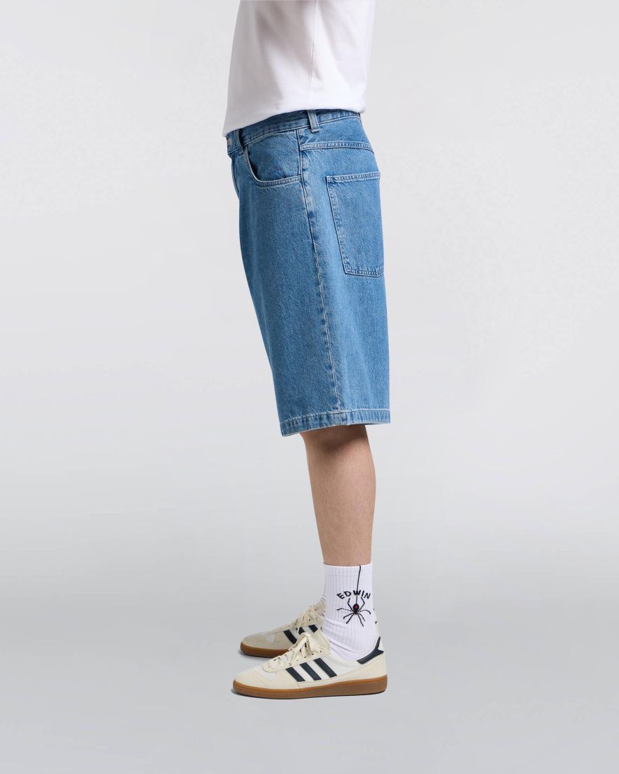 Edwin - Worker Short - Victory Blue - Mid Marble Wash - Pantalons et Shorts - I034928_01_J9