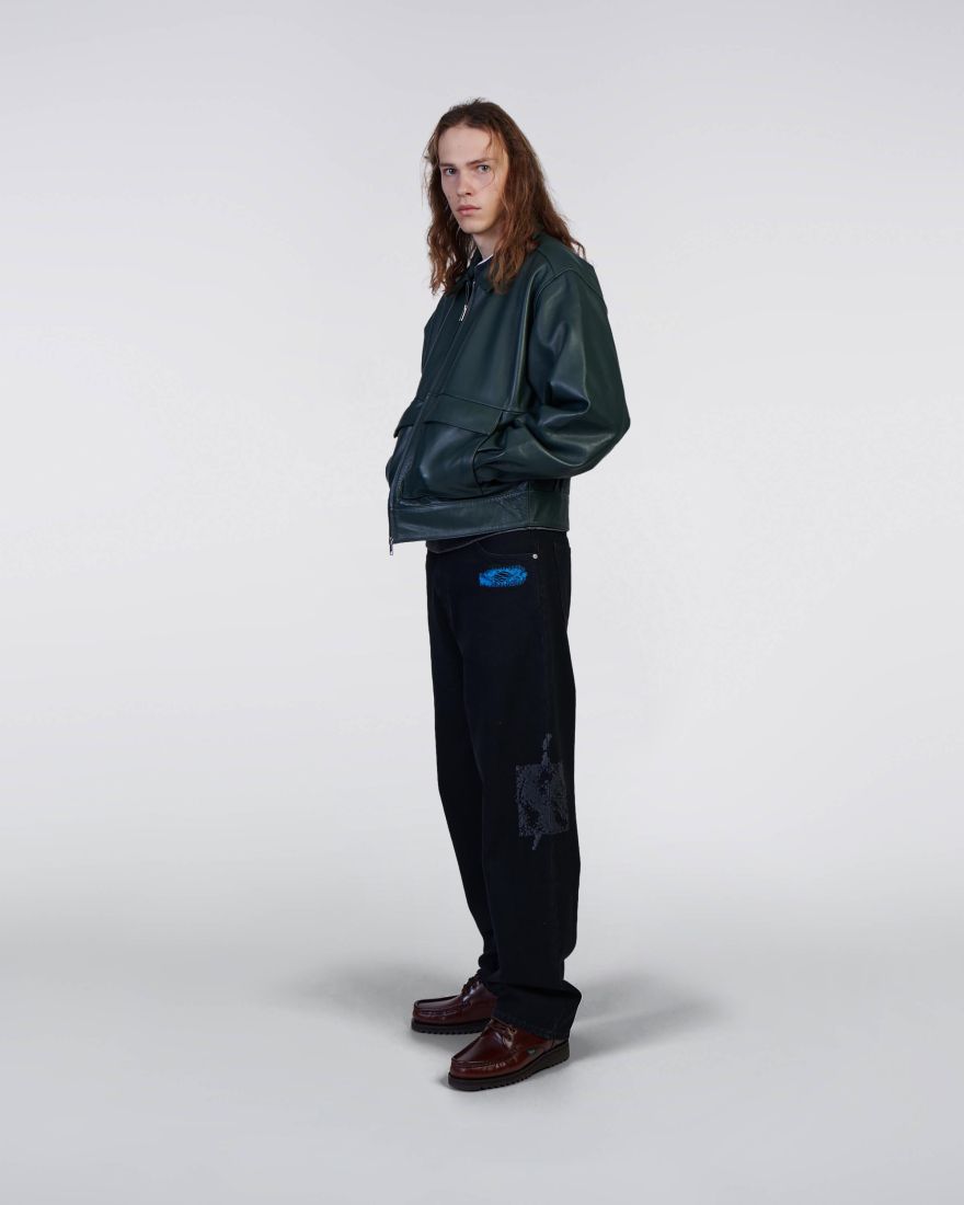 Edwin - Dogma Leather Jacket - Dark Green - Vestes et Manteaux - I035716_X6_00