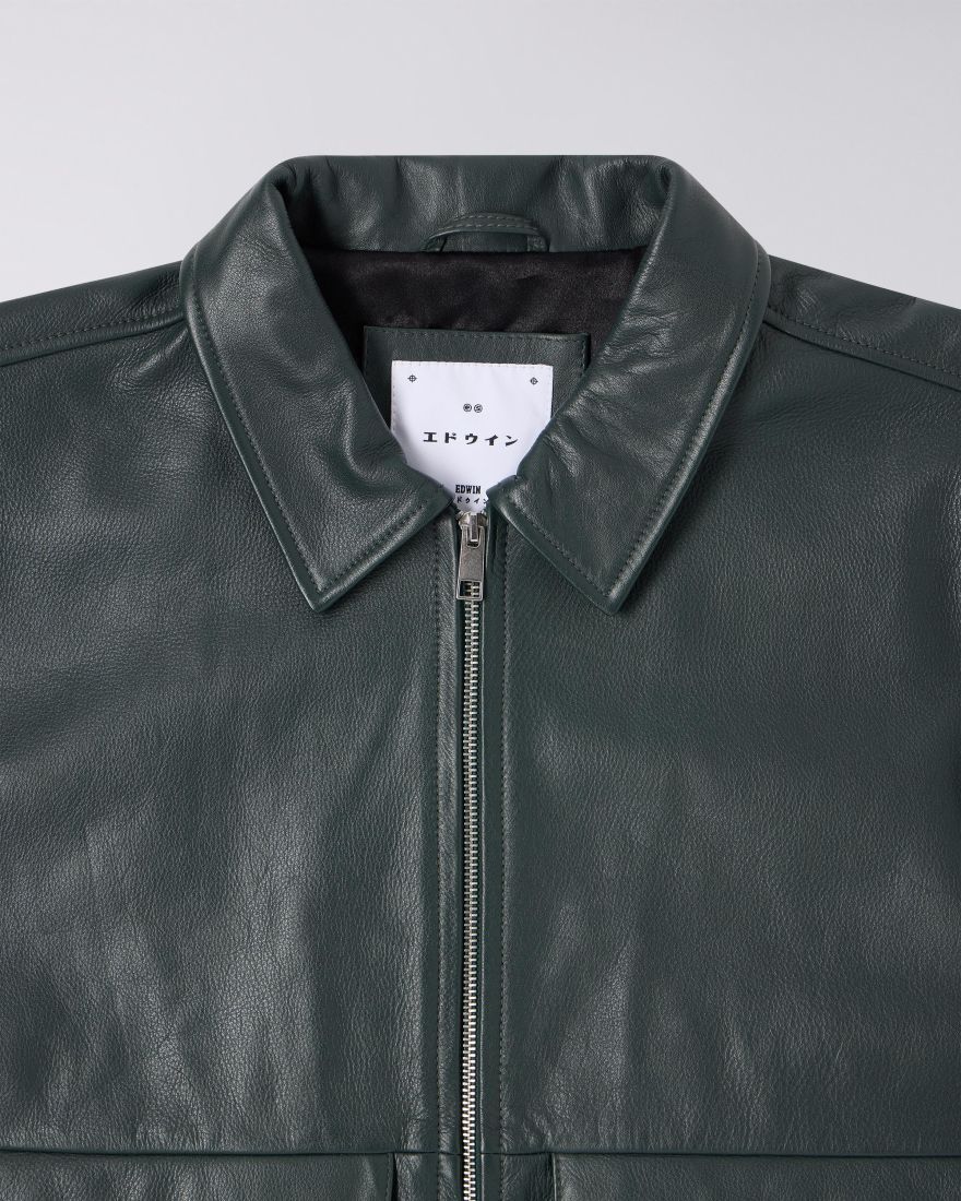 Edwin - Dogma Leather Jacket - Dark Green - Vestes et Manteaux - I035716_X6_00