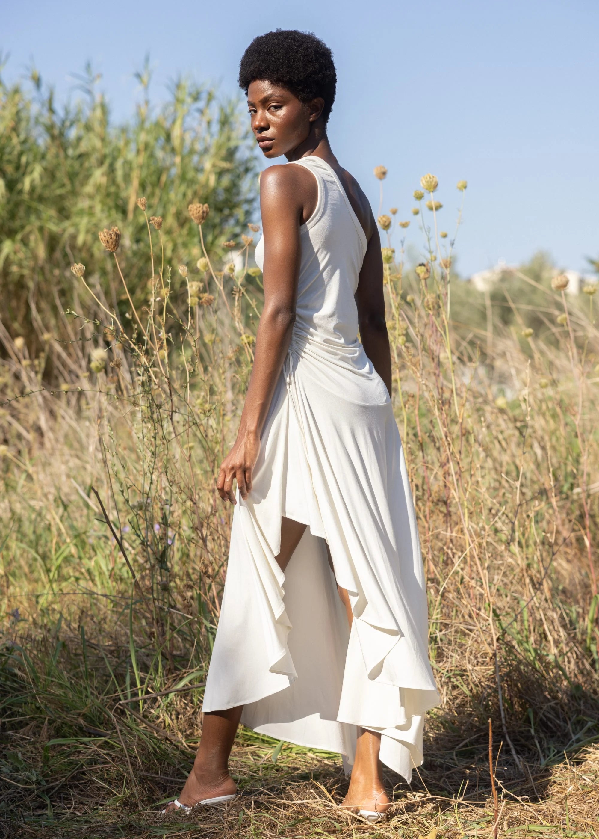 Esthé - One Shoulder Asymmetric Dress - Off White - Robes - 152 - 3113a