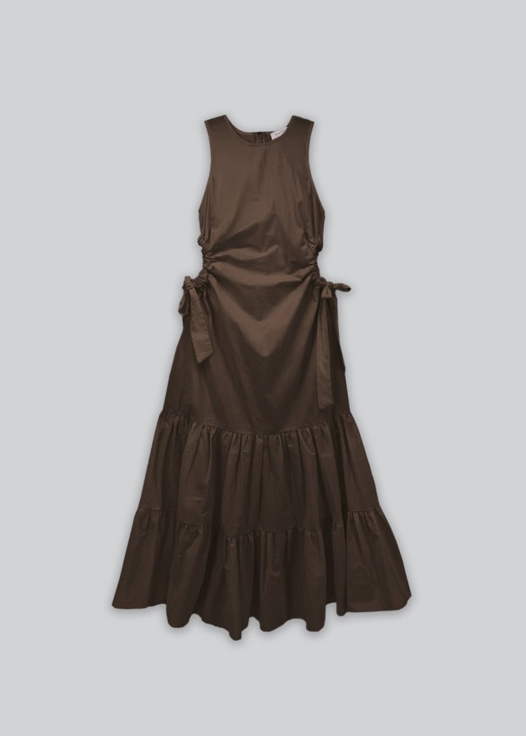 Esthé - Tiered Cotton Cut - Out Maxi Dress - Brown - Robes - 142 - 3071c