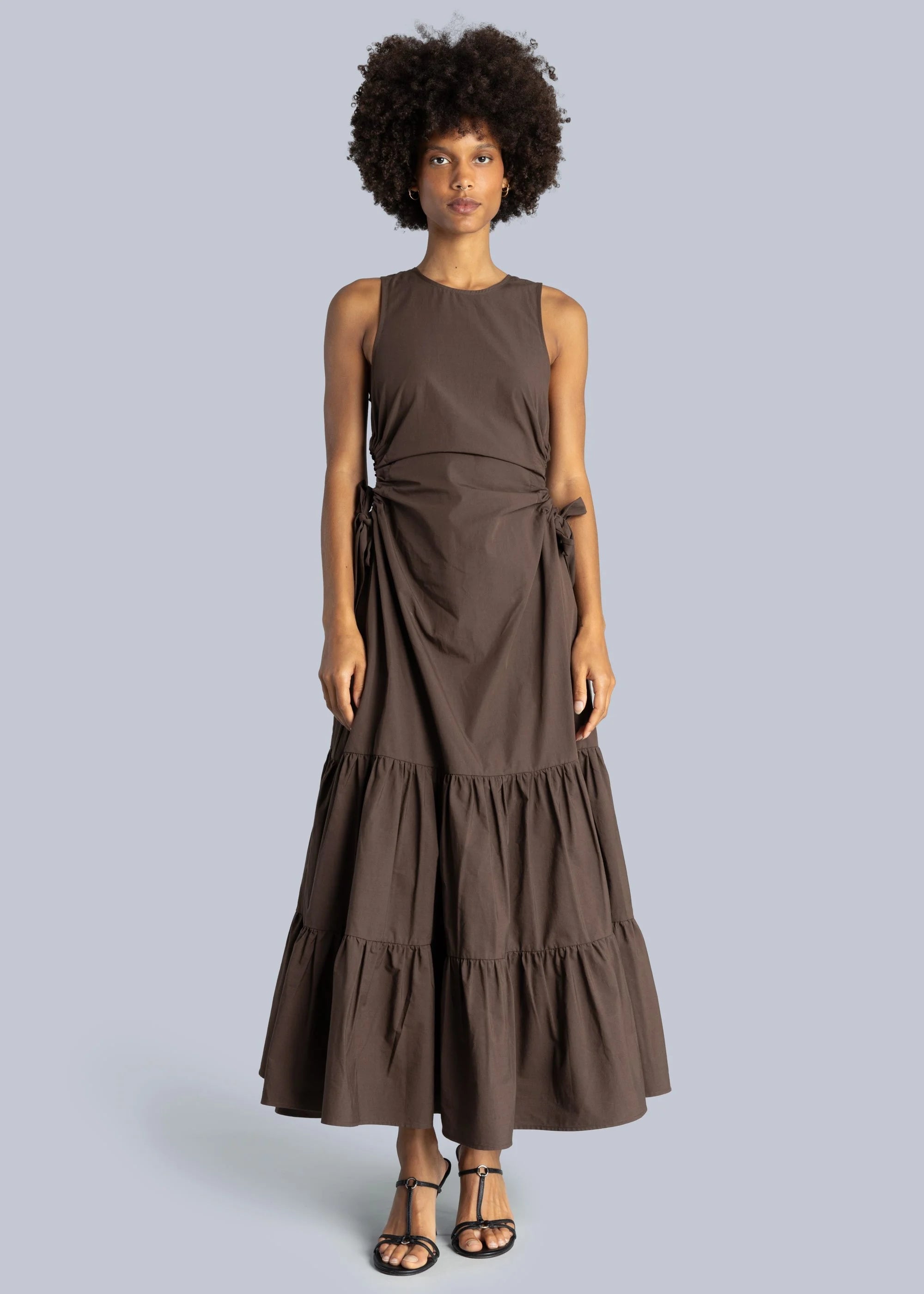 Esthé - Tiered Cotton Cut - Out Maxi Dress - Brown - Robes - 142 - 3071c