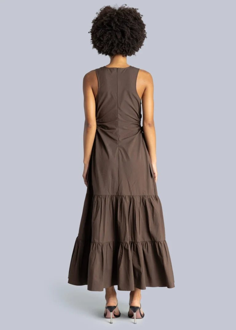 Esthé - Tiered Cotton Cut - Out Maxi Dress - Brown - Robes - 142 - 3071c
