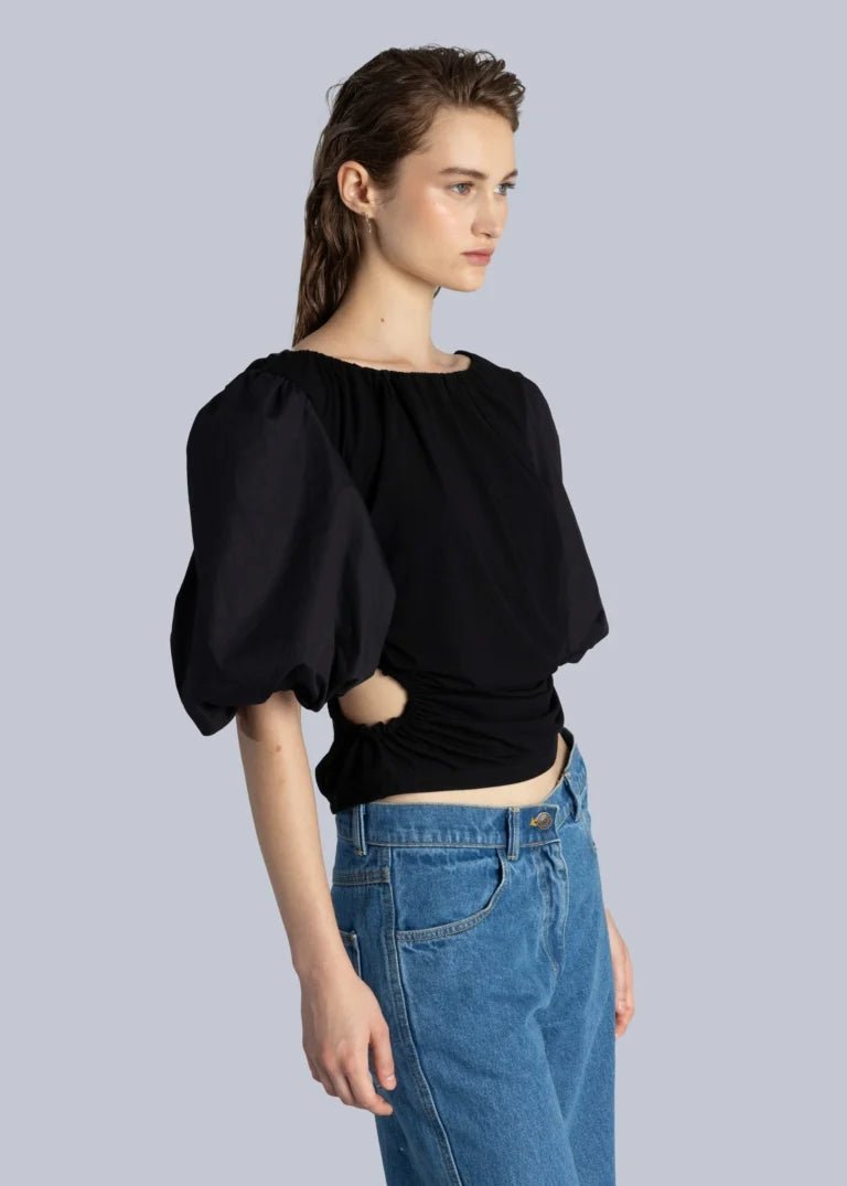 Esthé - Cut - Out Drop shoulder blouse - Black - Tops - 152 - 3056b