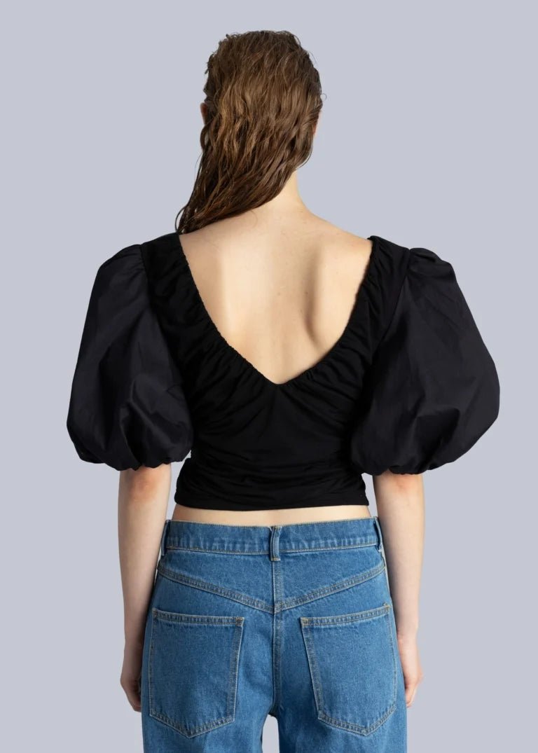 Esthé - Cut - Out Drop shoulder blouse - Black - Tops - 152 - 3056b