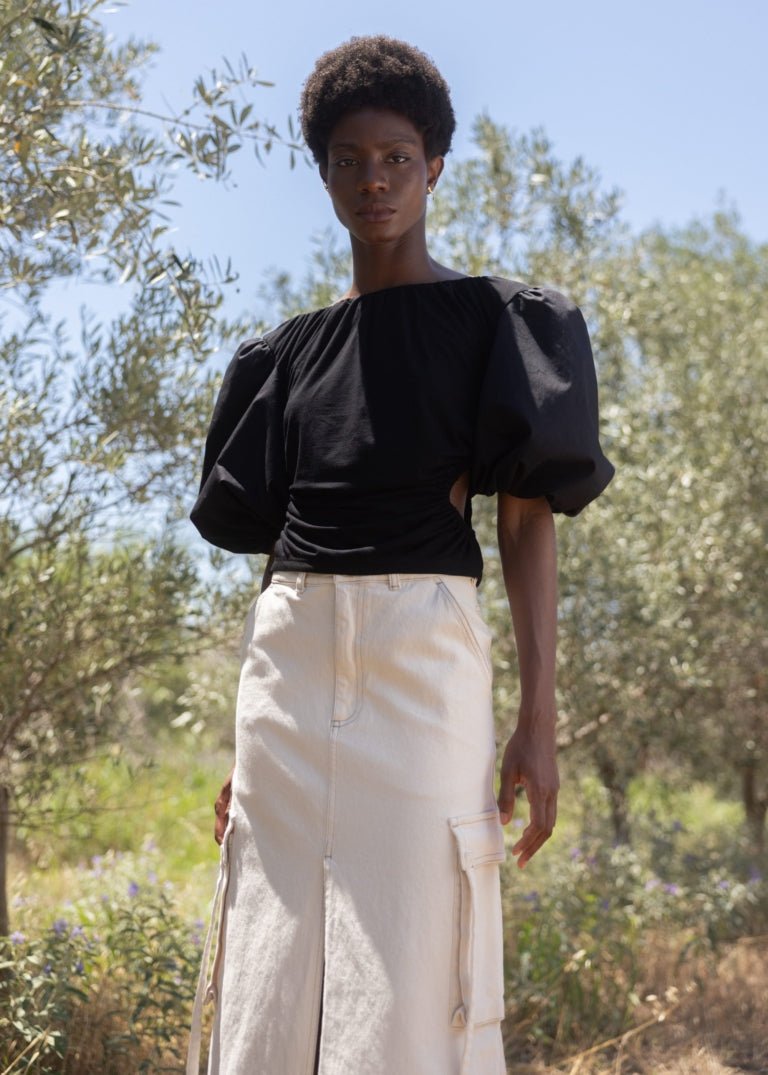 Esthé - Cut - Out Drop shoulder blouse - Black - Tops - 152 - 3056b