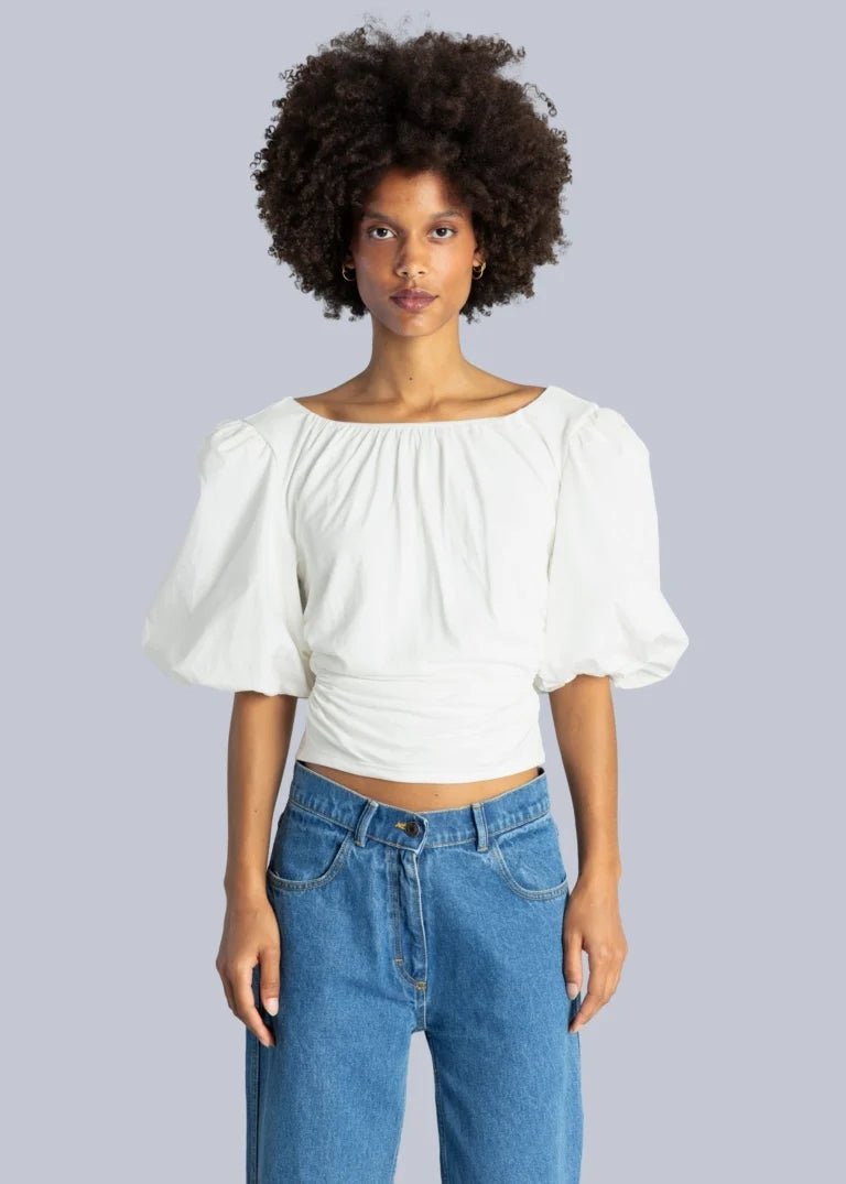 Esthé - Cut - Out Drop shoulder blouse - White - Tops - 152 - 3056a