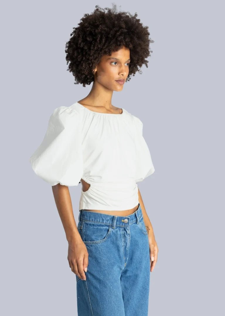 Esthé - Cut - Out Drop shoulder blouse - White - Tops - 152 - 3056a