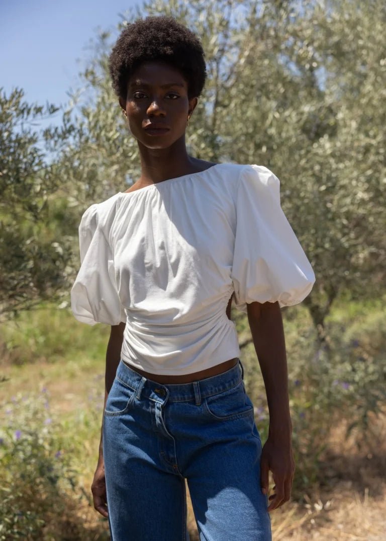 Esthé - Cut - Out Drop shoulder blouse - White - Tops - 152 - 3056a