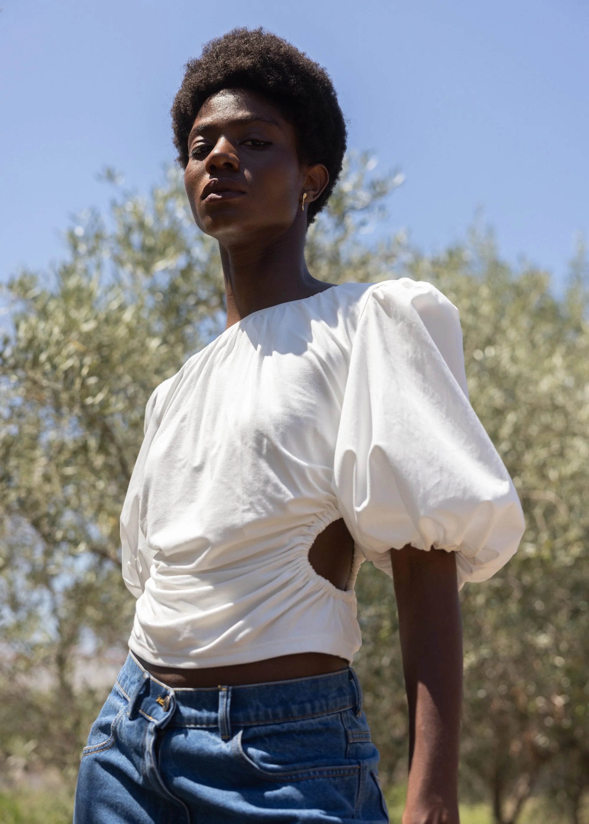 Esthé - Cut - Out Drop shoulder blouse - White - Tops - 152 - 3056a