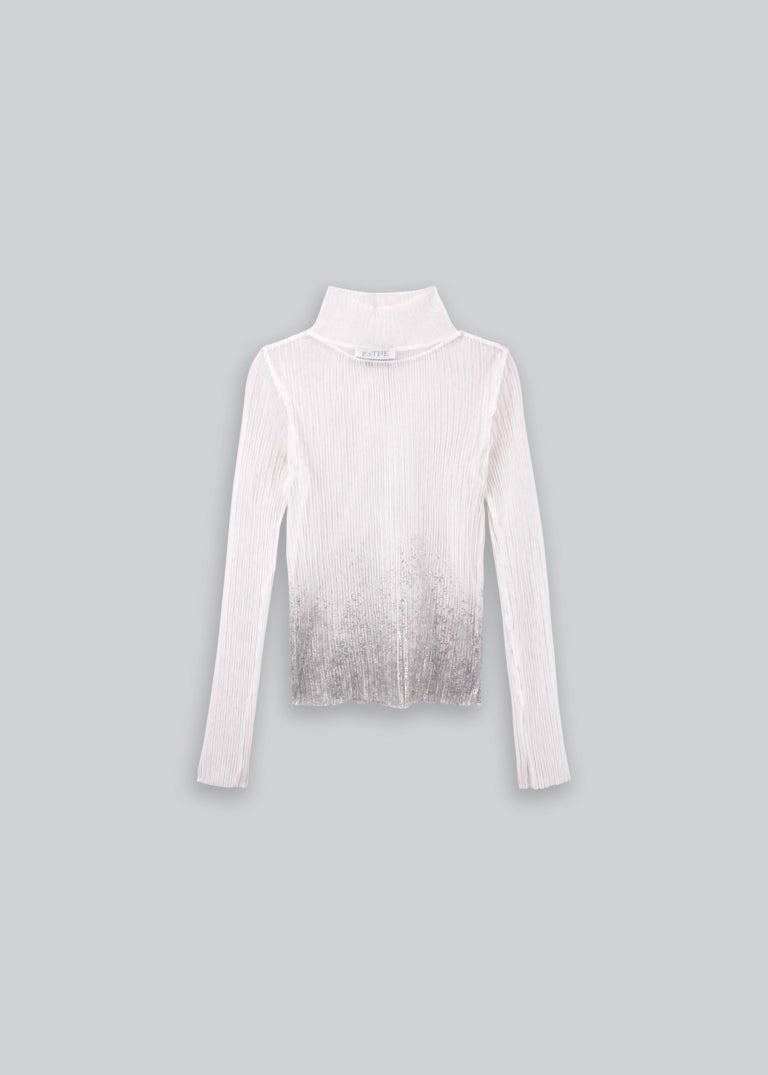 Esthé - High Neck Mesh Pleated Top - White - Tops - 152 - 3023b